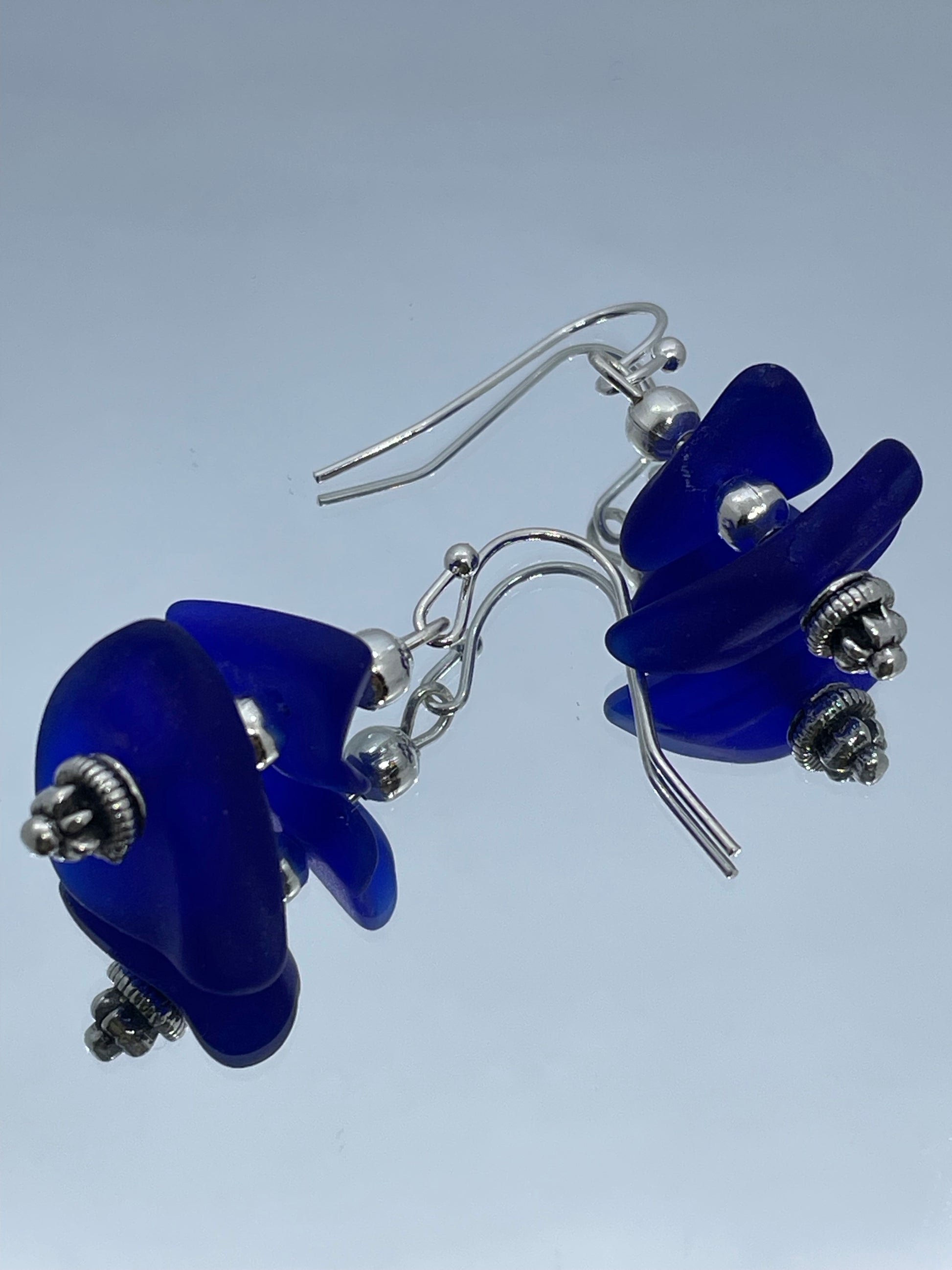 3 piece blue Seaglass drop earrings