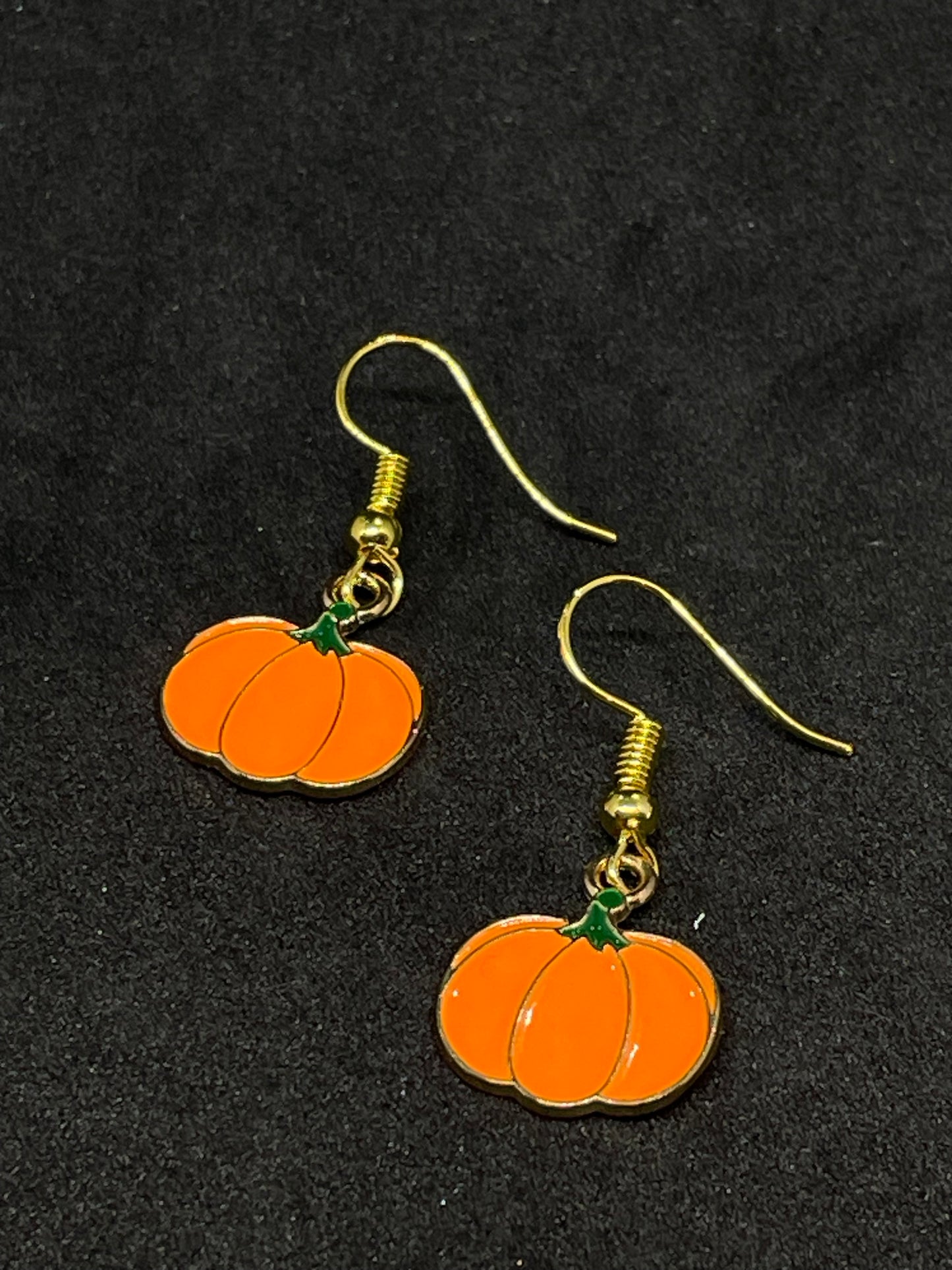 Pumpkin charm drop earrings with gold hooks