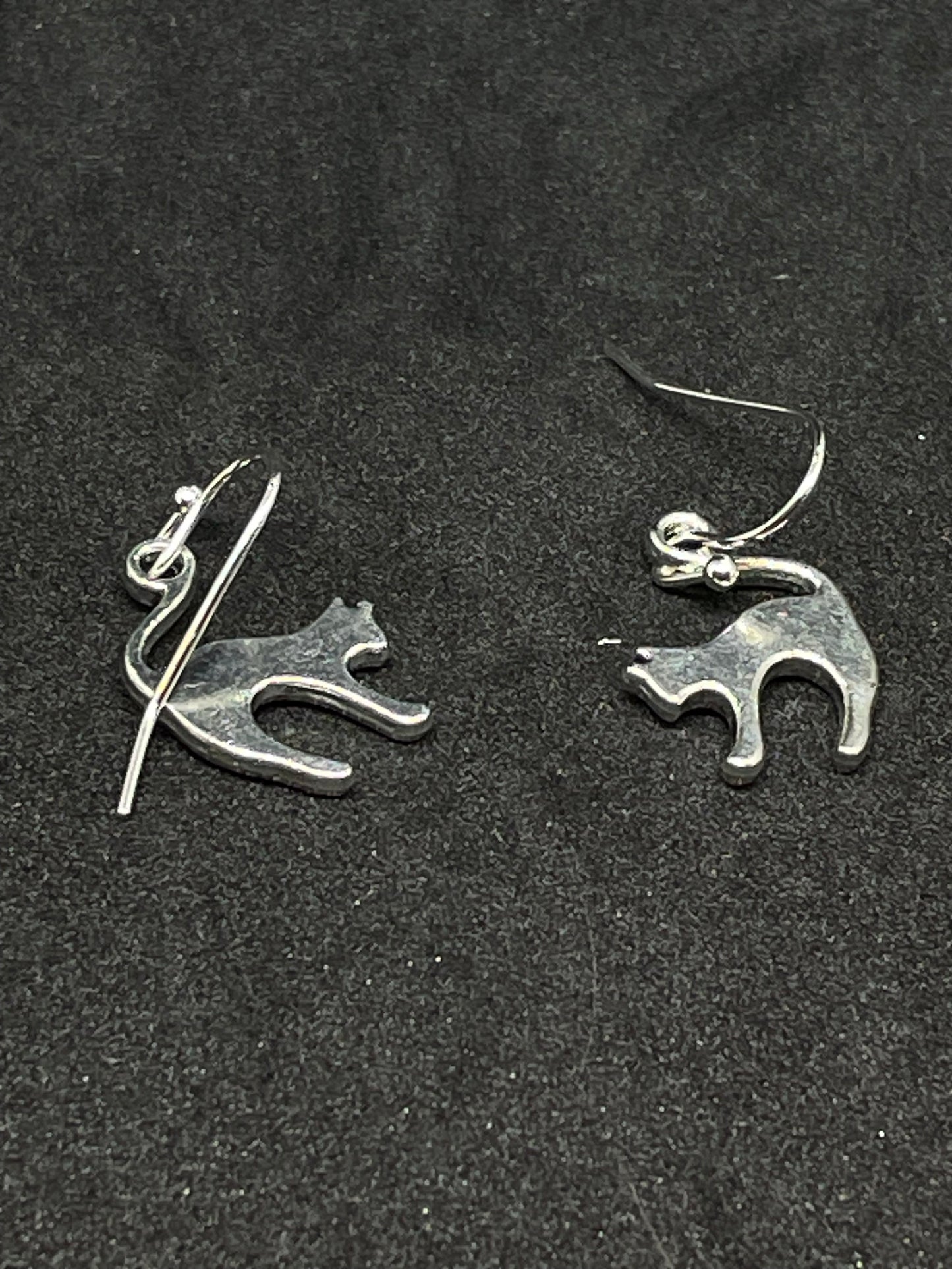 Cat charm drop earrings