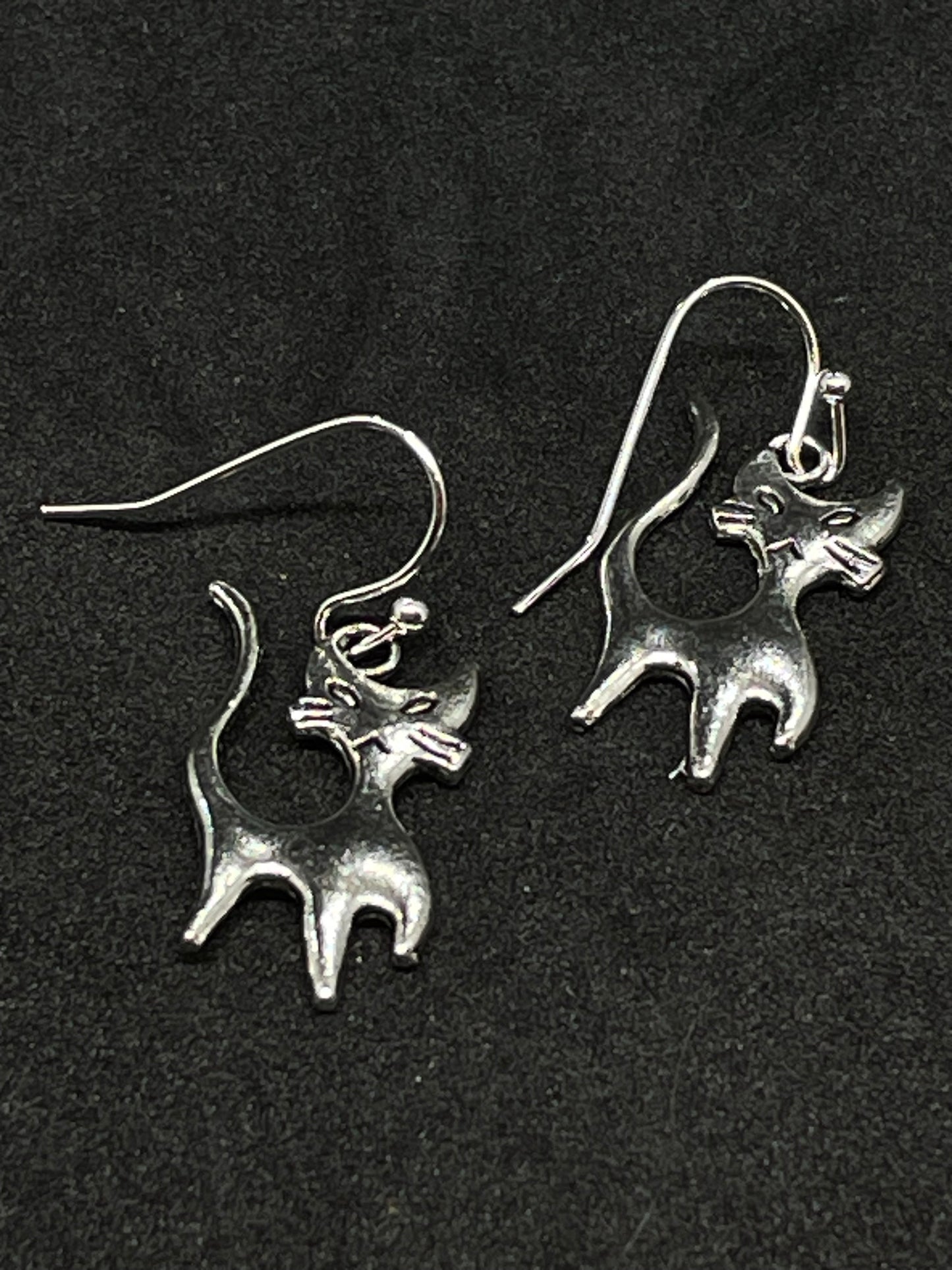Cat charm drop earrings