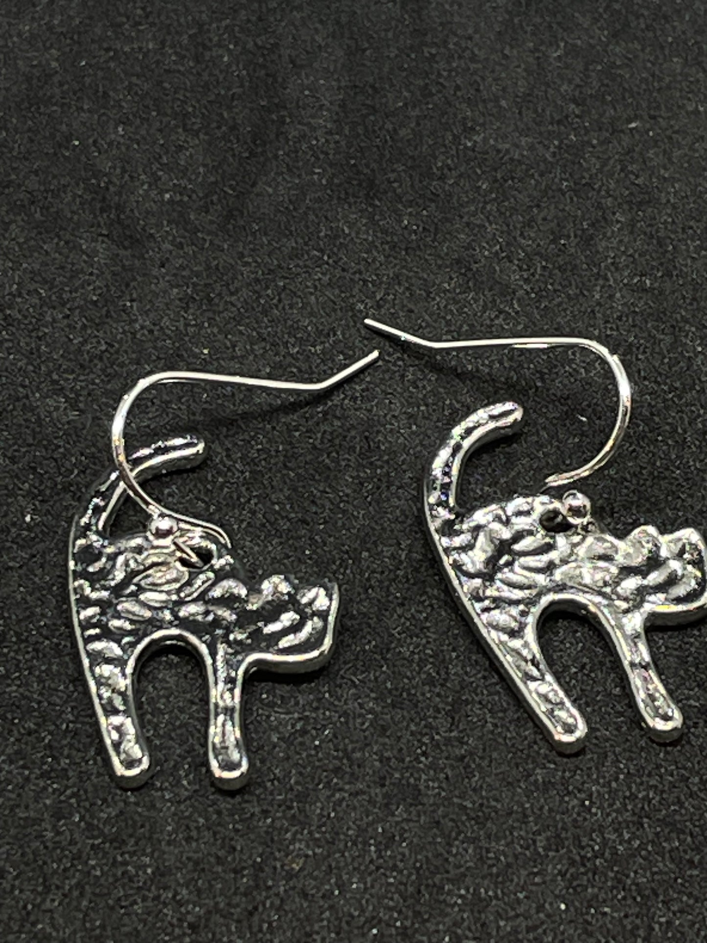 Cat charm drop earrings