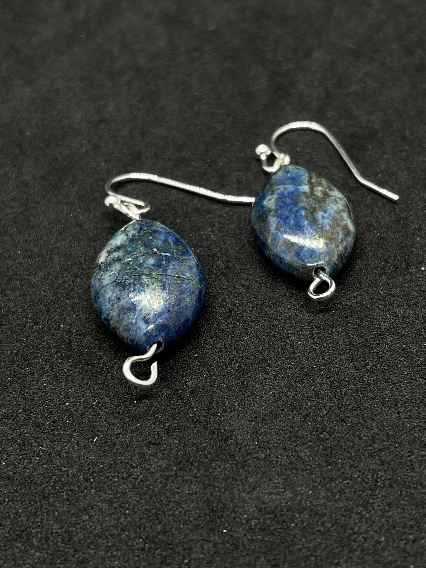 Blue oval bead drop earrings