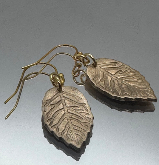 Bronze leaf earrings
