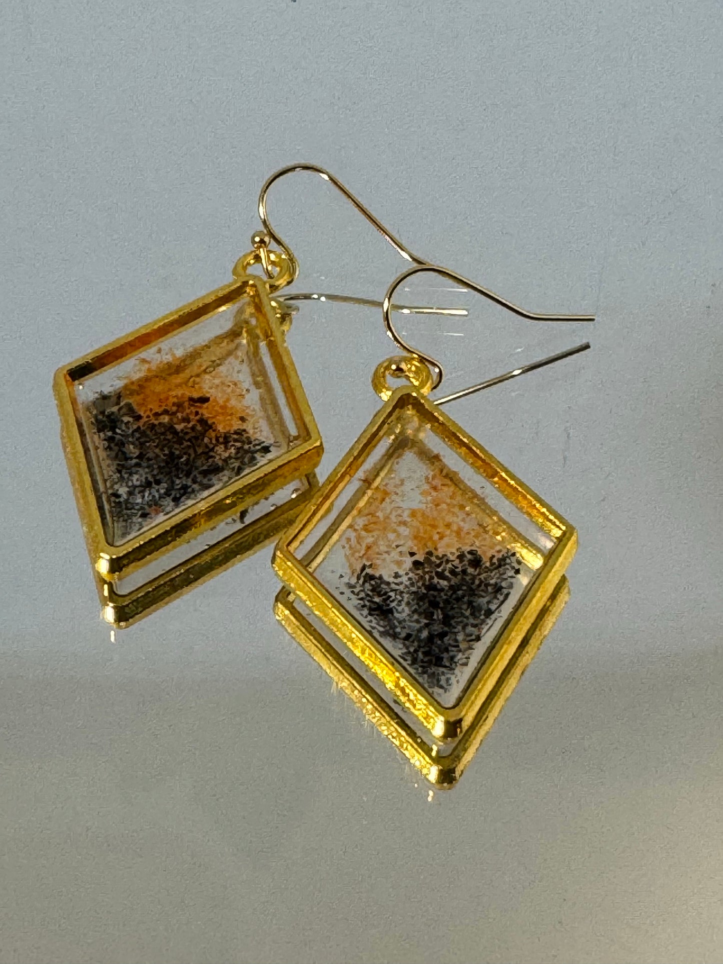 Orange and black drop earrings