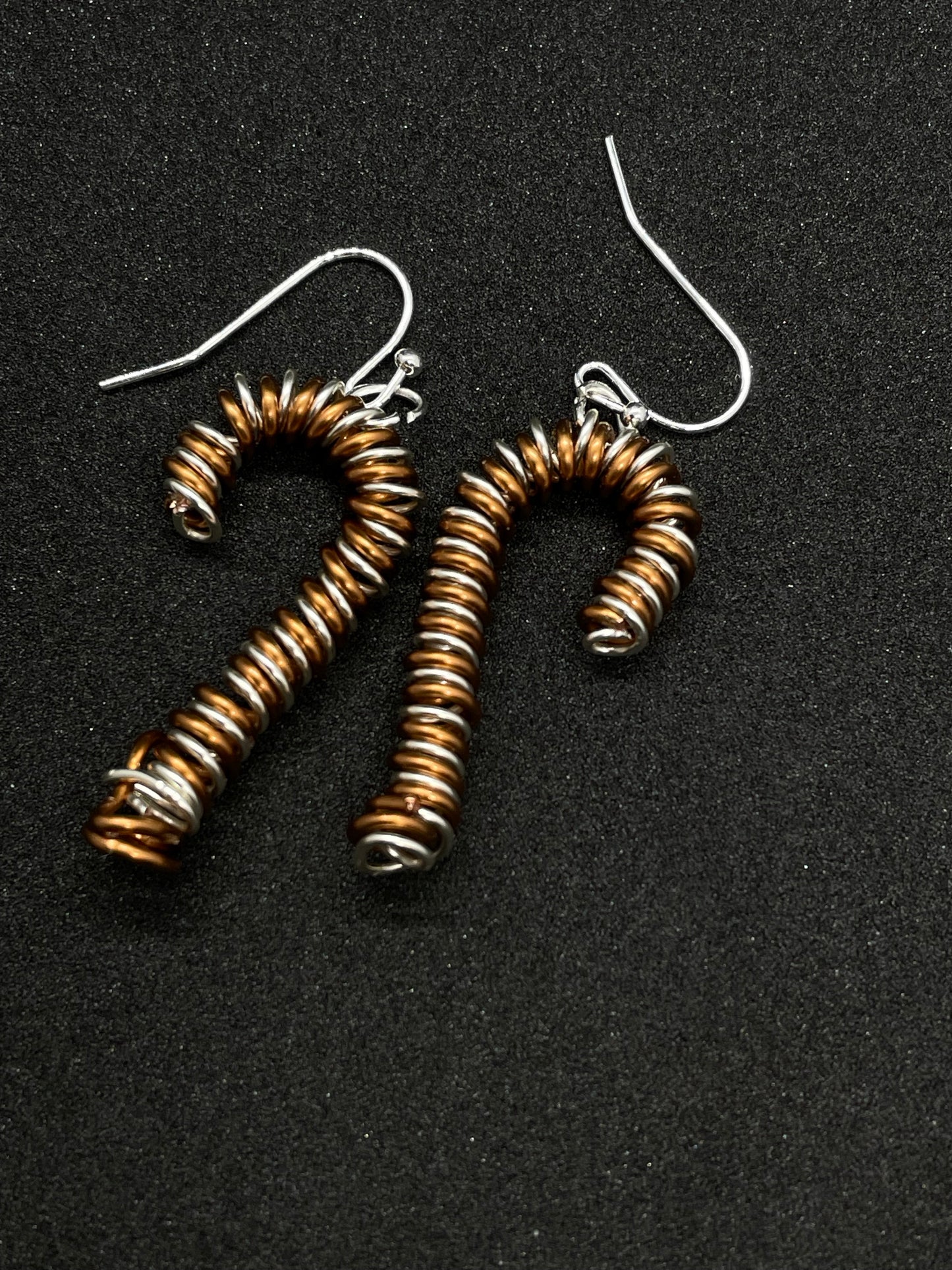 Twisted wire candy cane Christmas earrings
