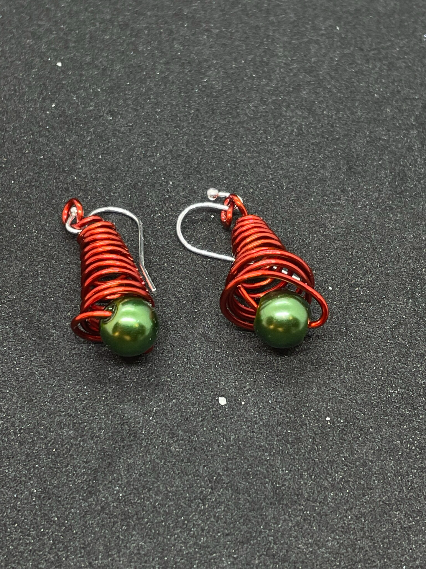 Coloured wire Festive tree drop earrings