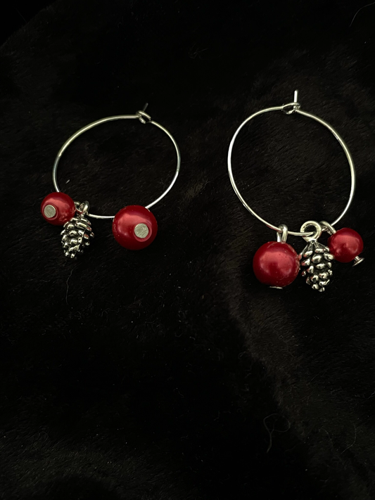 Festive bead earrings on hoops