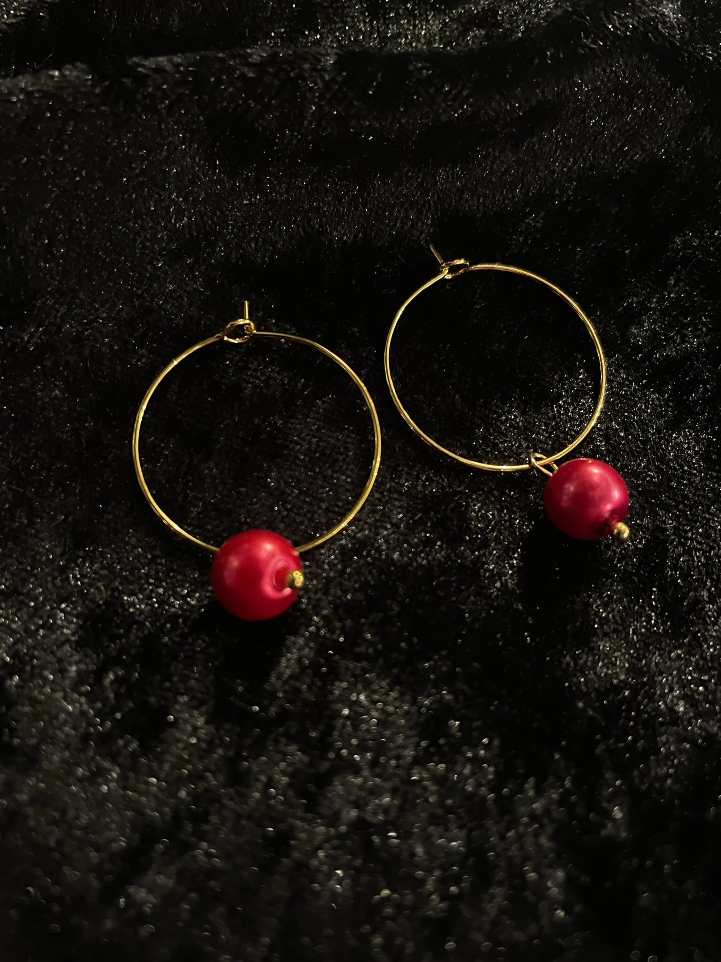 Festive bead earrings on hoops