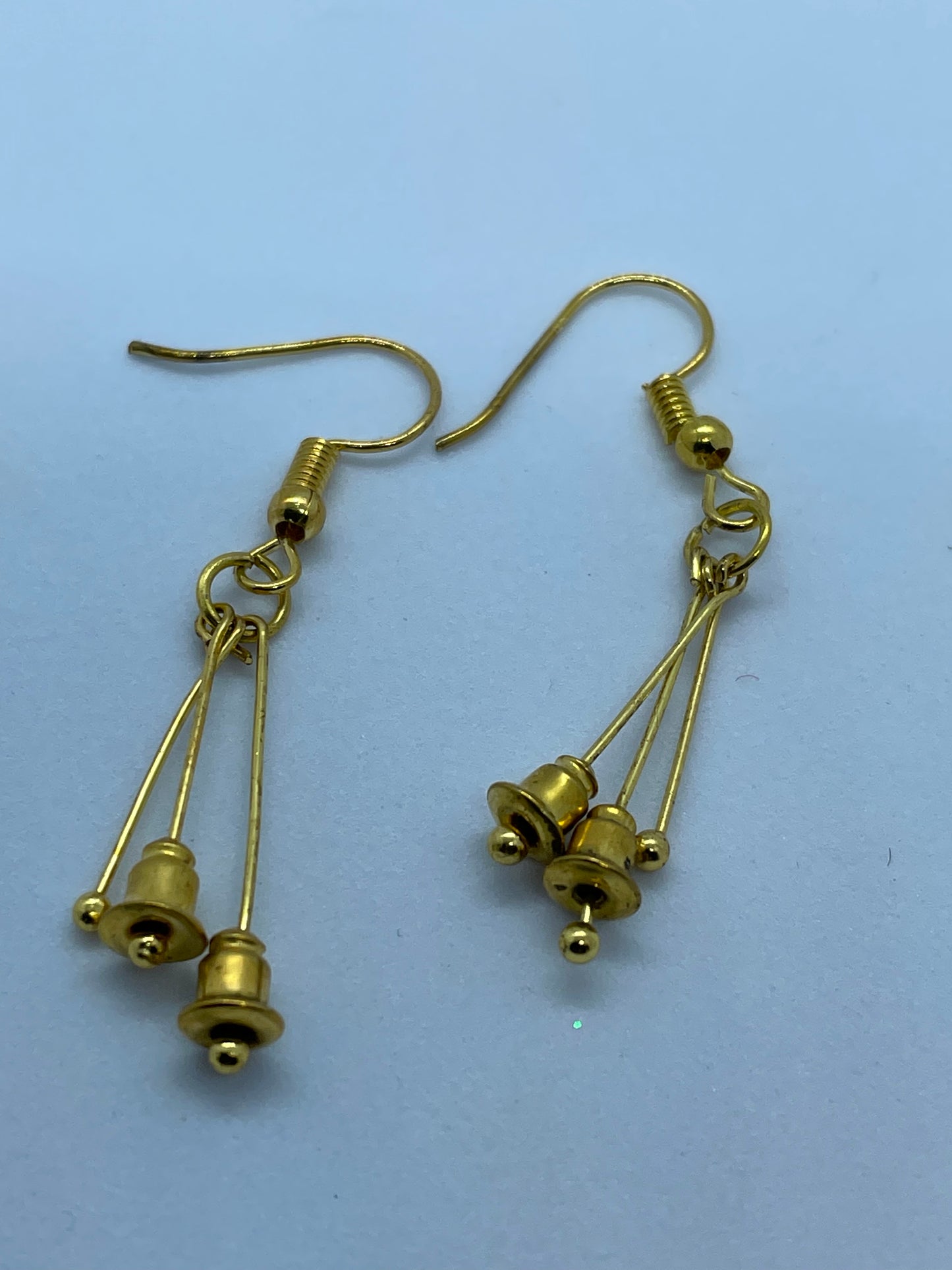Wire 2 gold bell drop earrings
