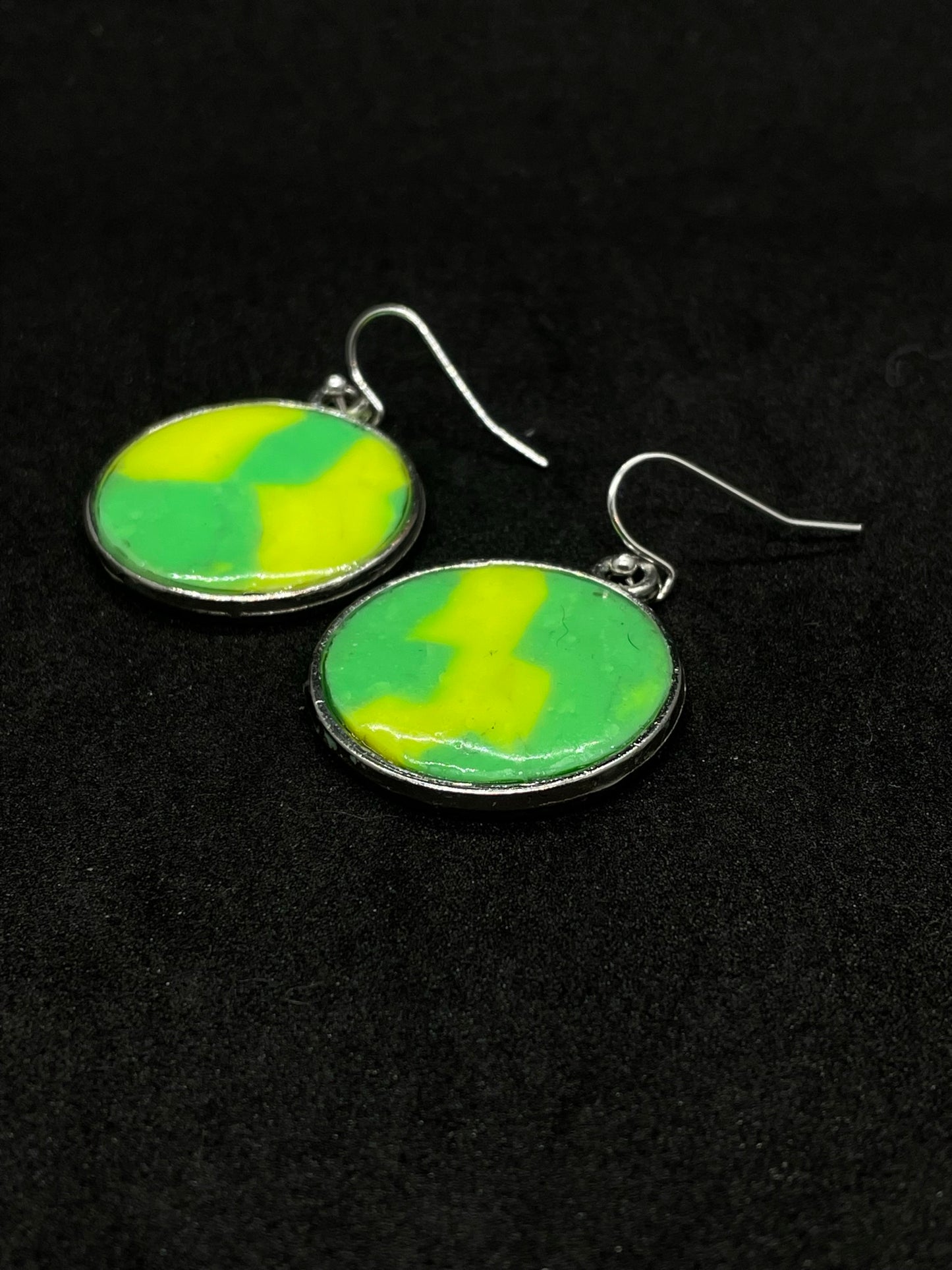 Green disc Polymer clay earrings