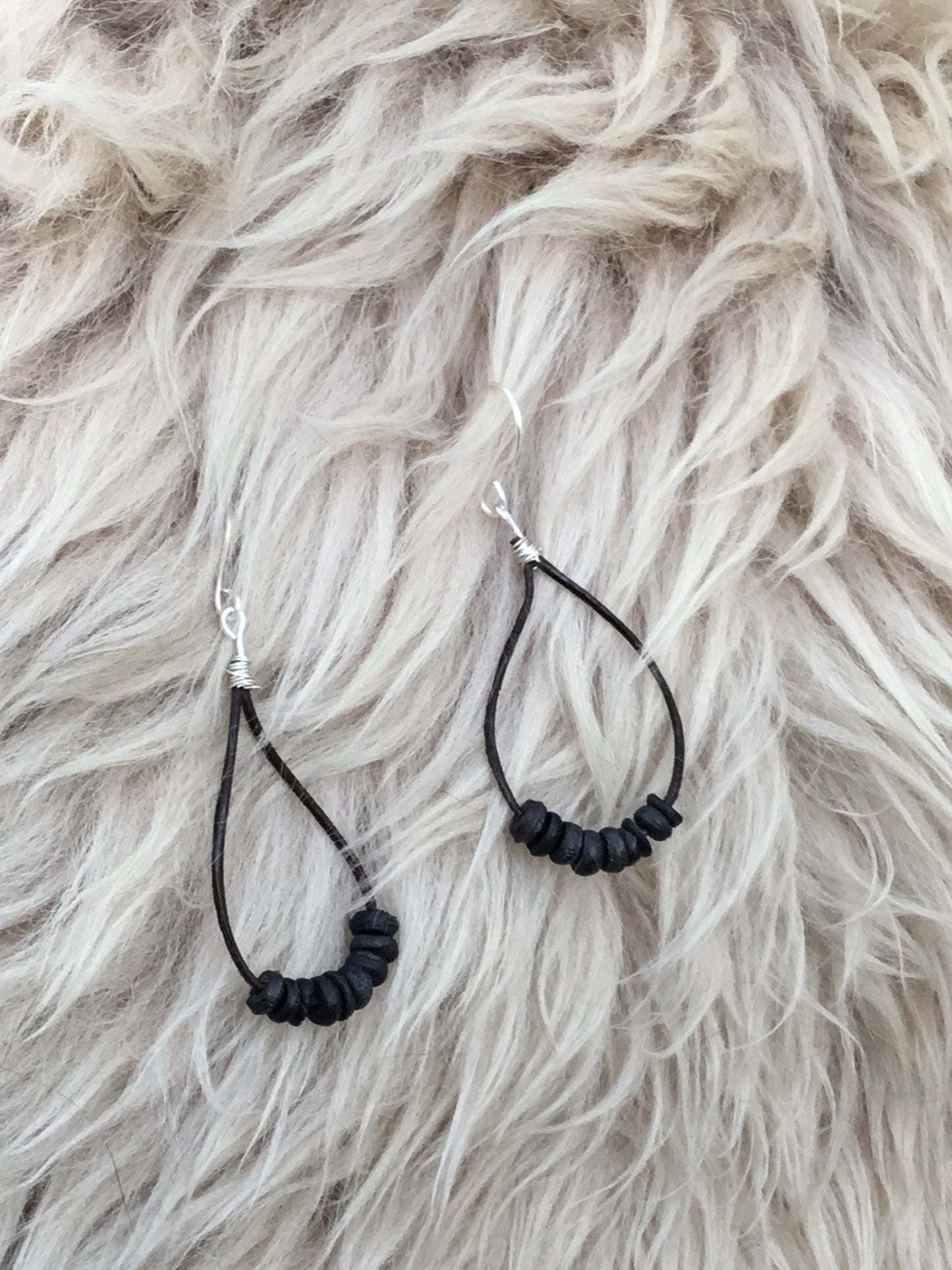 Wooden black bead earrings