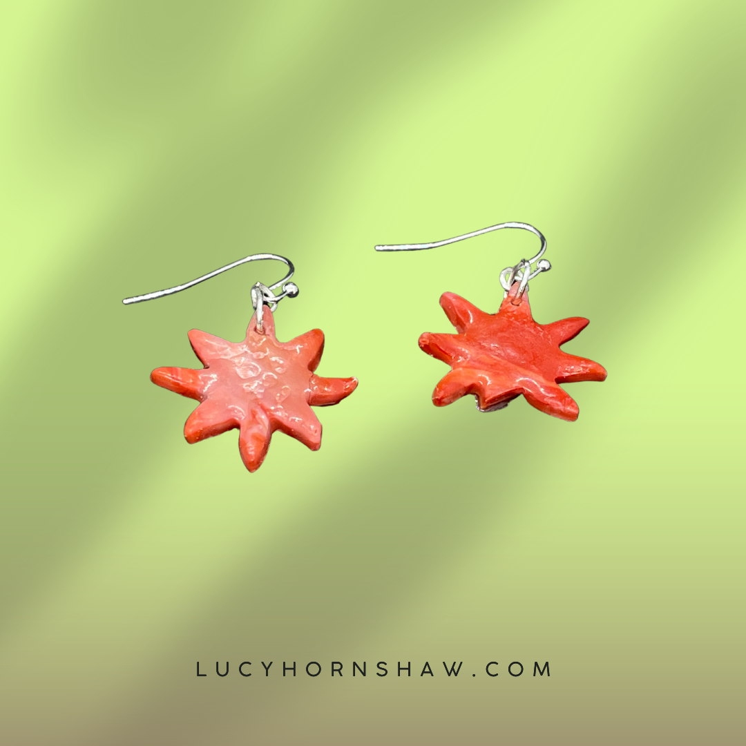 Orange star Polymer clay earrings