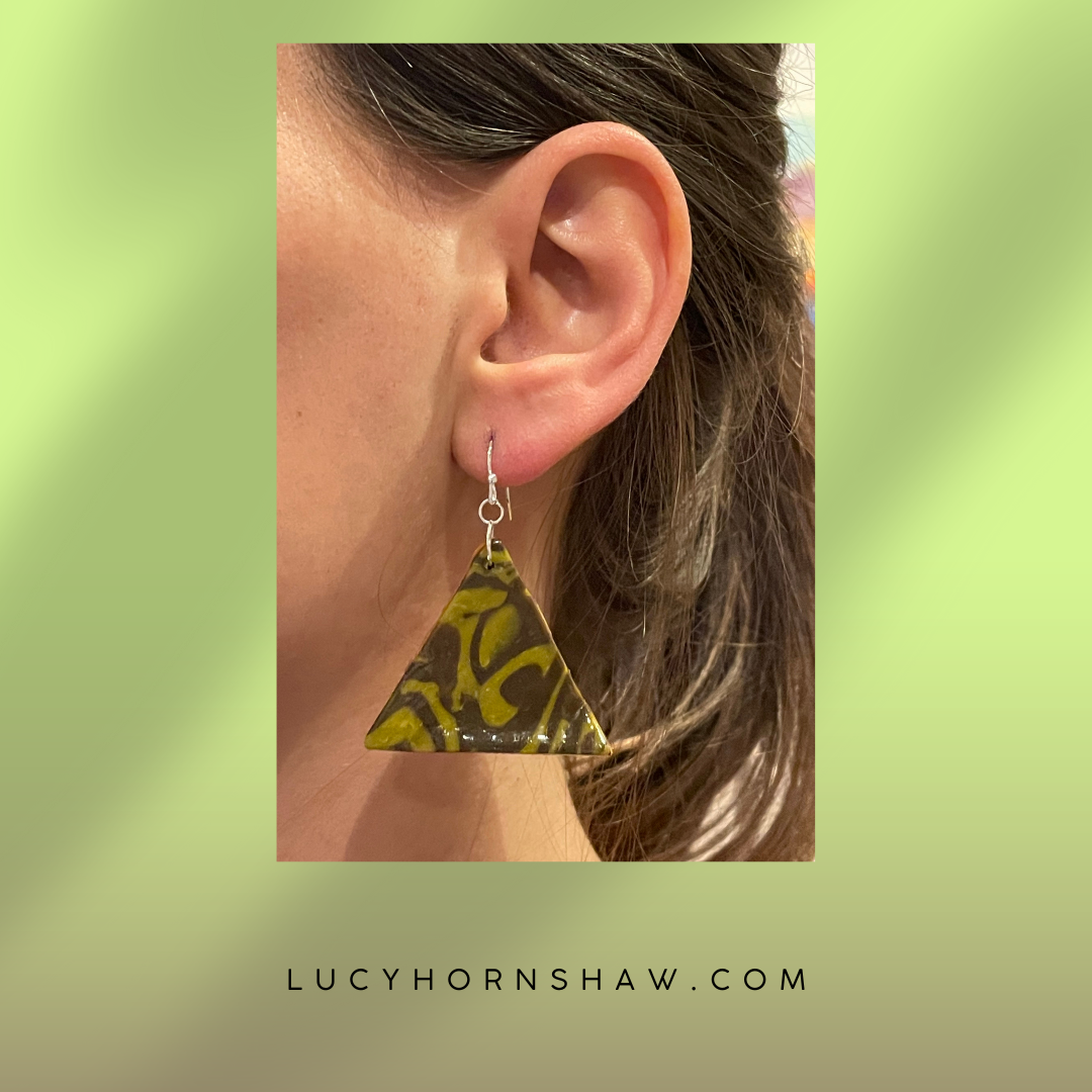 Brown & mustard Polymer clay earrings