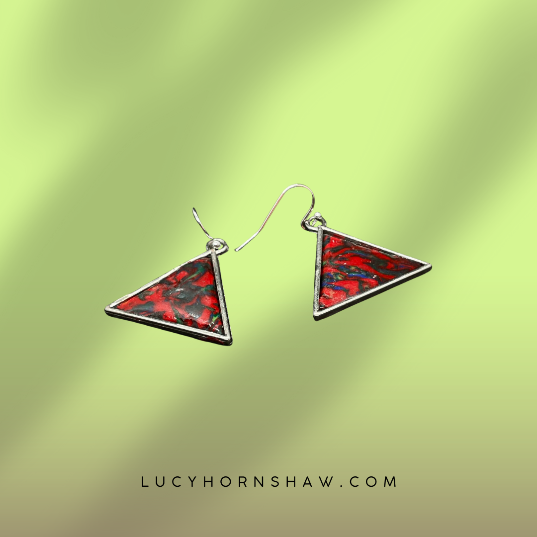 Green & red Polymer clay earrings