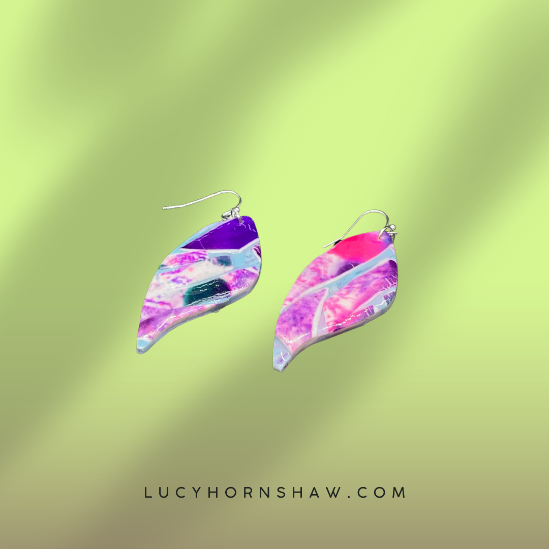Pink & blue Polymer clay earrings
