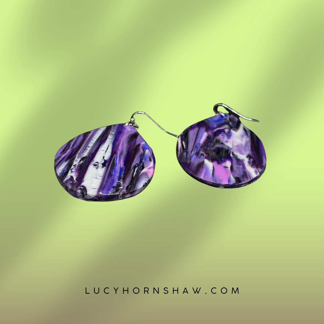 Purple teardrop Polymer clay earrings