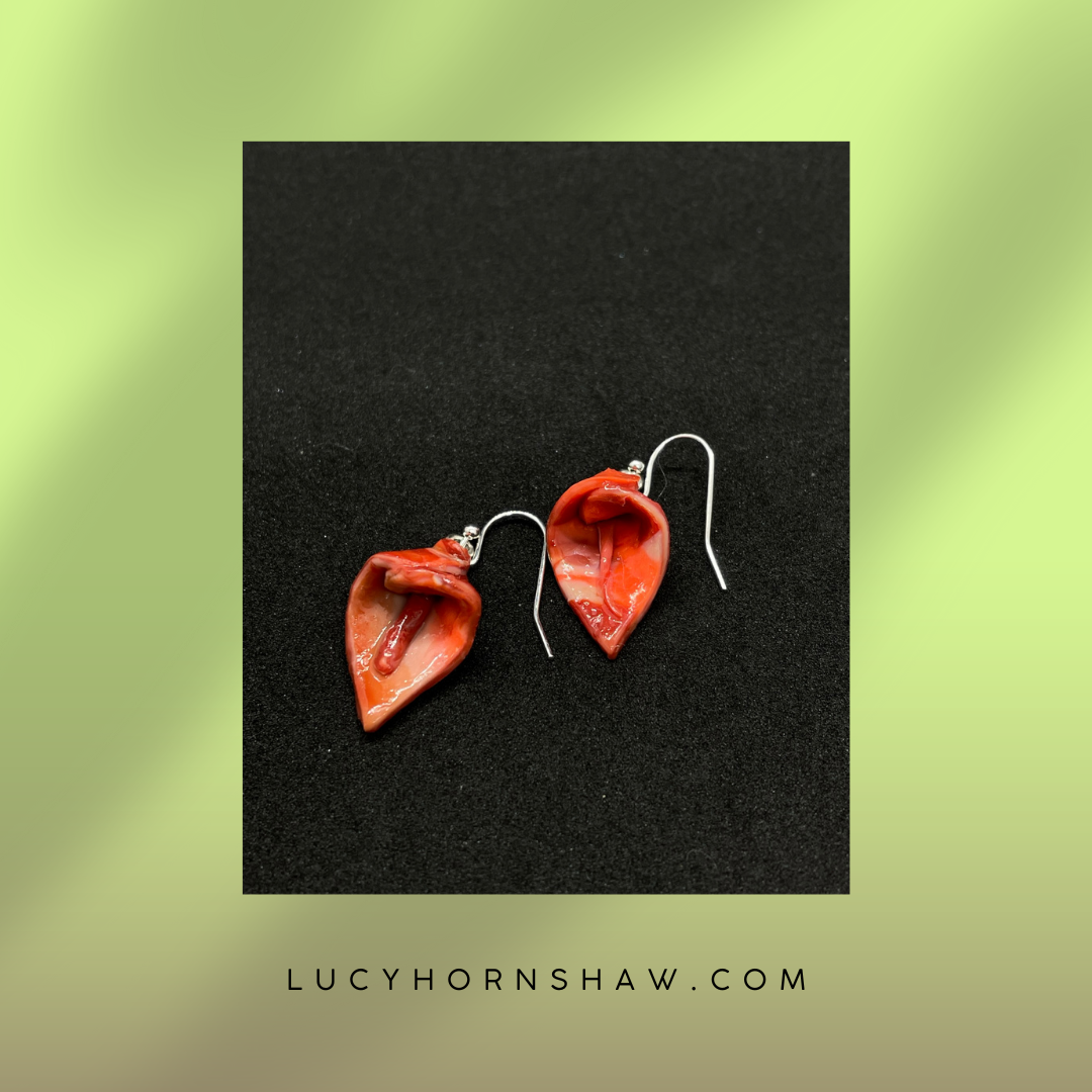 Orange & red lily Polymer clay earrings