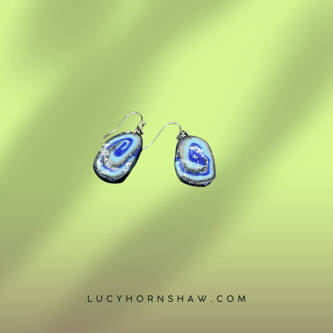Black & blue Polymer clay earrings