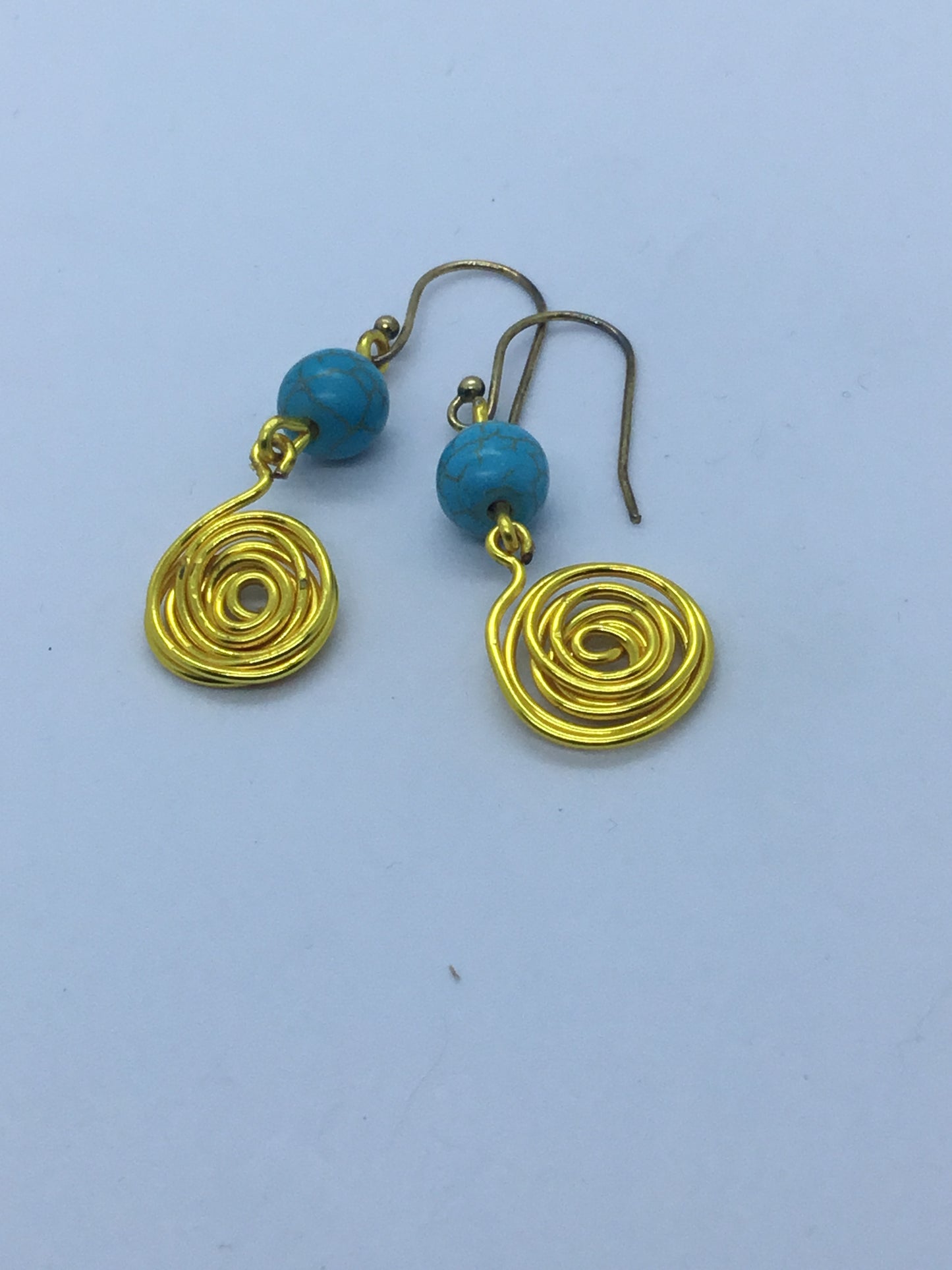 Wire & turquoise bead earrings