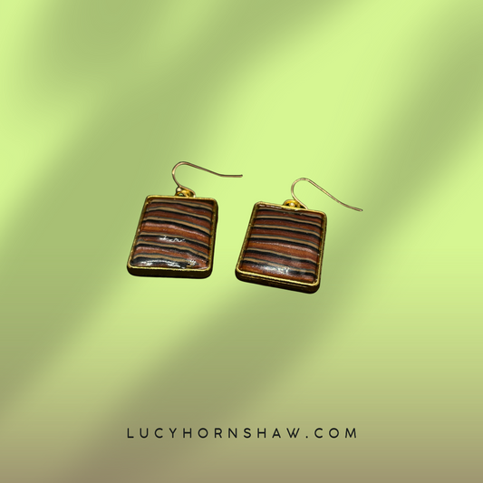 Brown stripes Polymer clay earrings