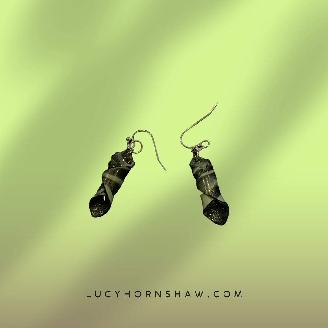 Green & black Polymer clay earrings