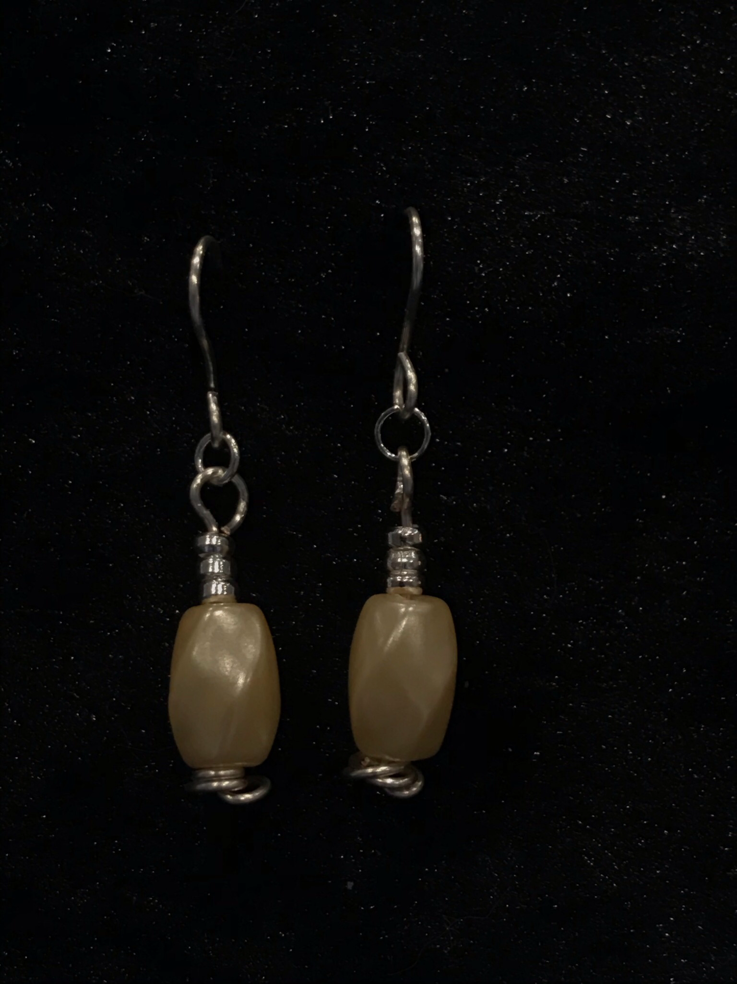 Wire & cream bead earrings