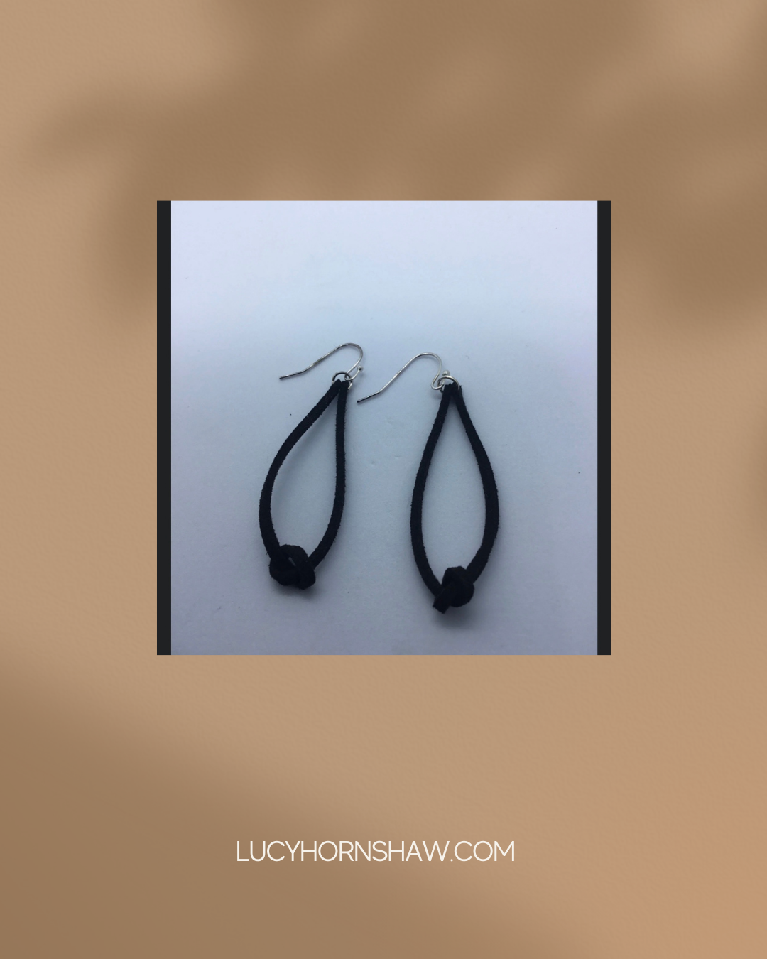 Black leather thong earrings