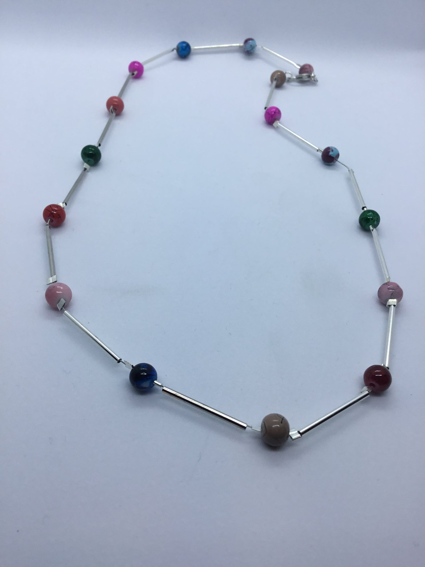 Wire & multi coloured bead necklace
