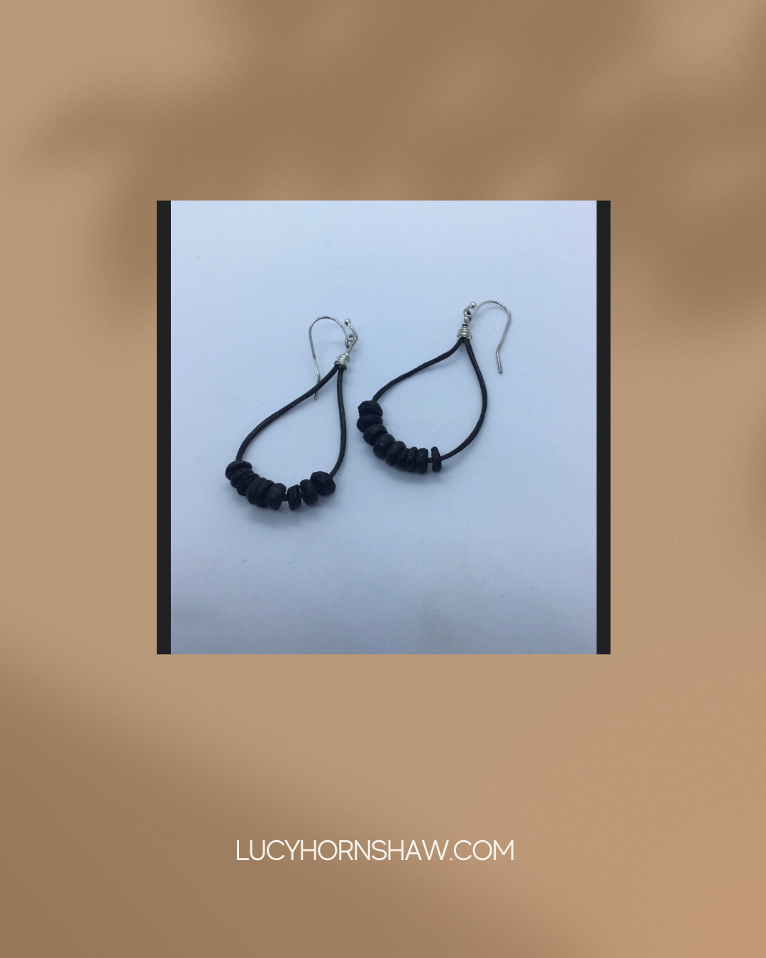 Wooden black bead earrings