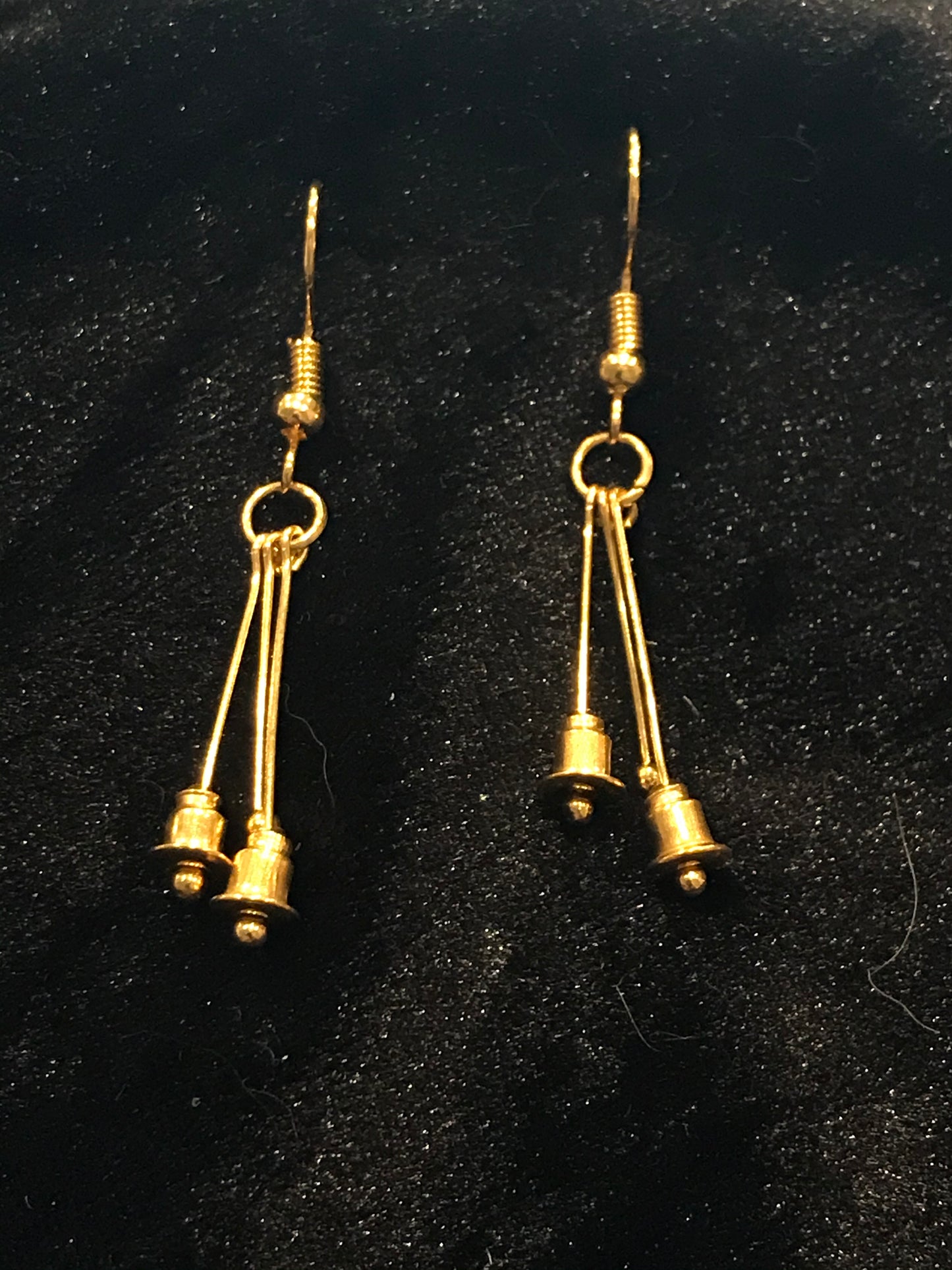 Wire 2 gold bell drop earrings