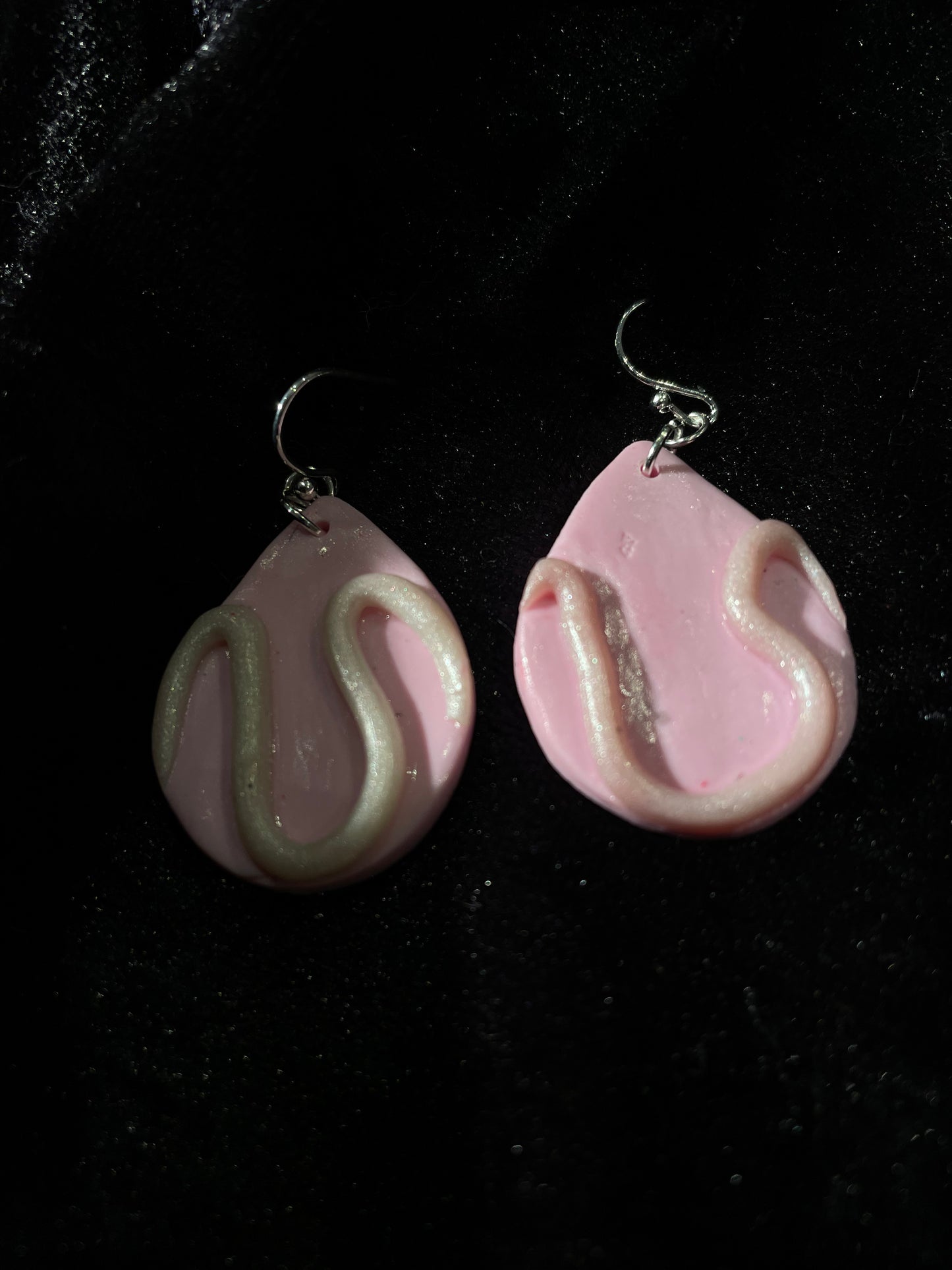 Pink & white Polymer clay earrings