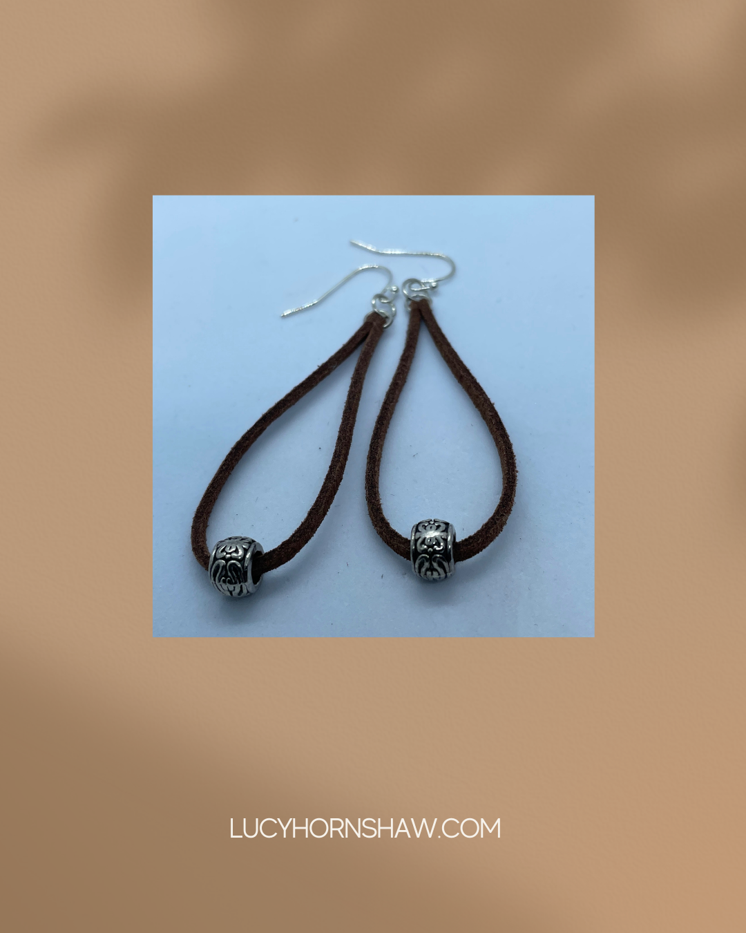 Brown leather cord earrings