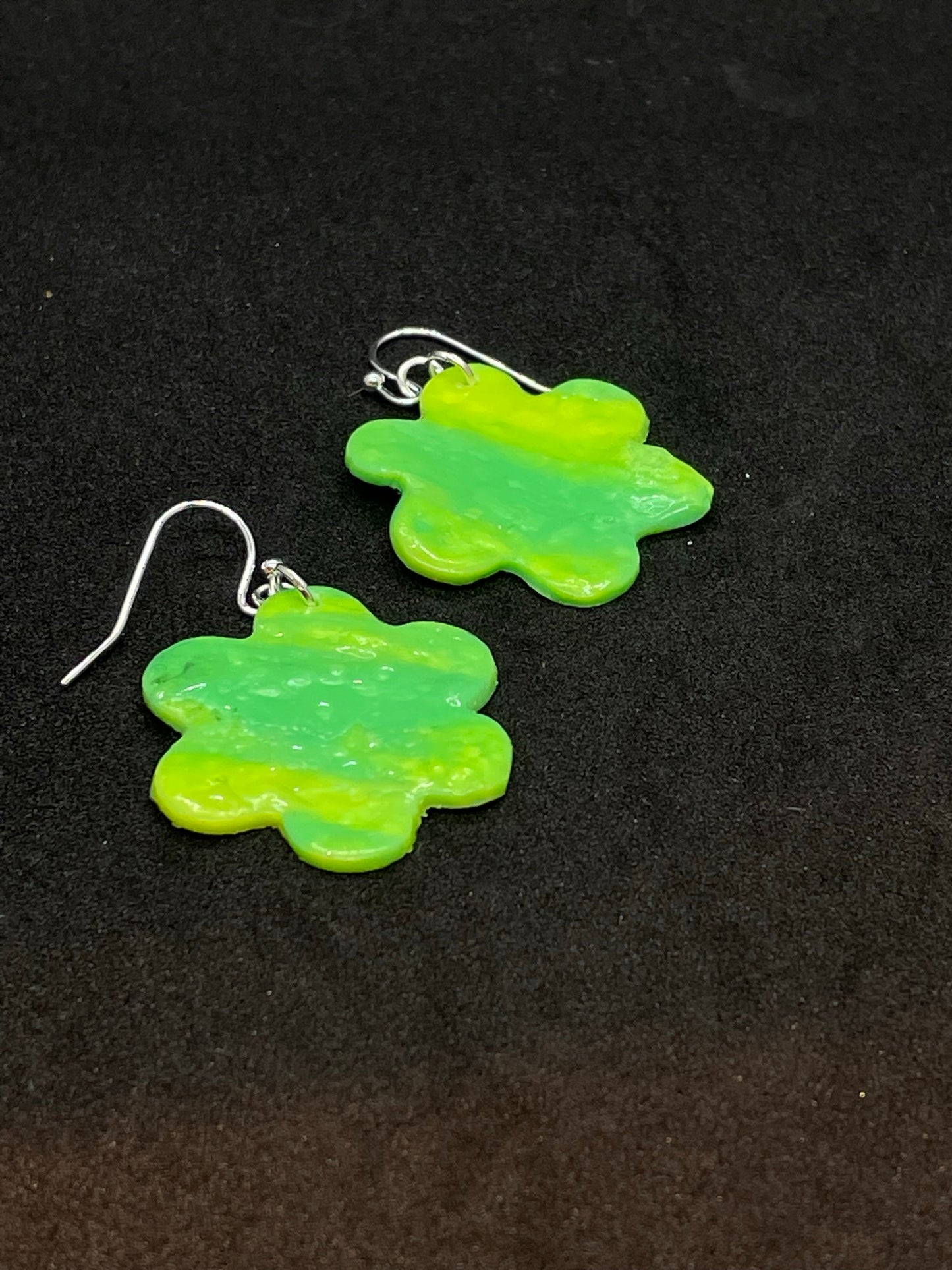 Green Polymer clay flower earrings