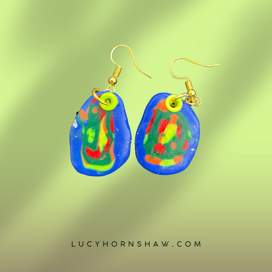 Blue, yellow, green & red Polymer clay earrings
