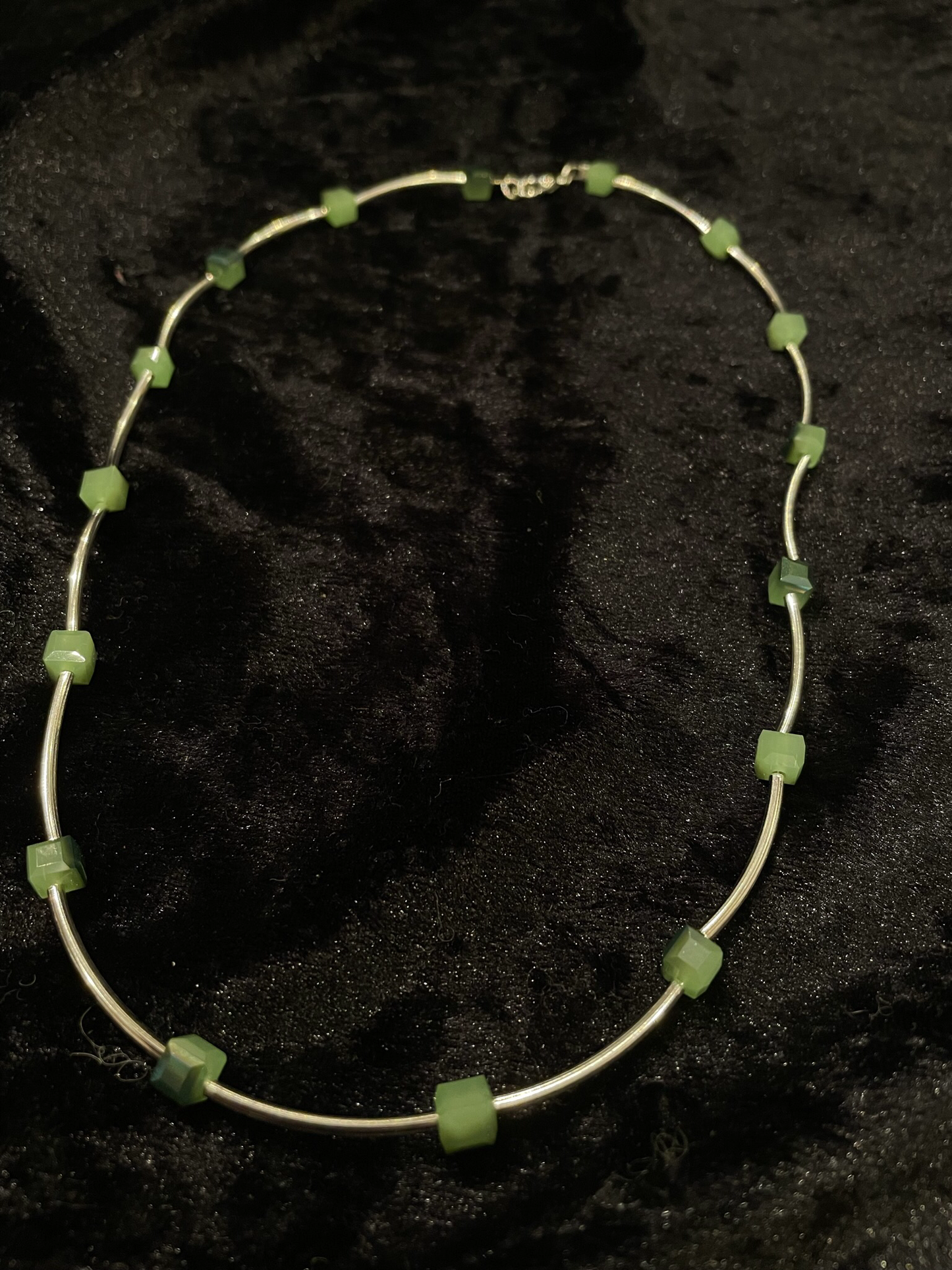 Wire & green bead necklace