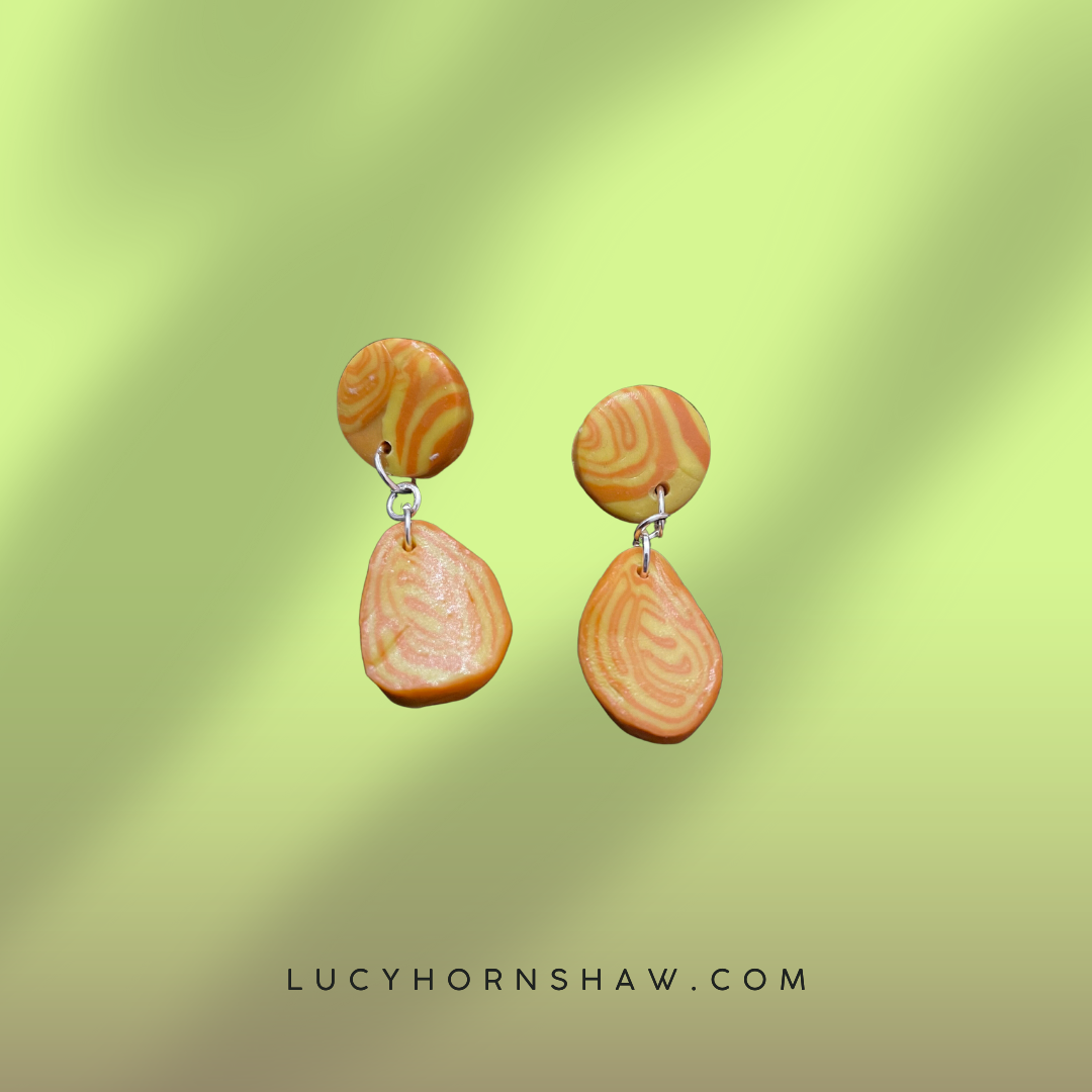 Orange & yellow Polymer clay earrings