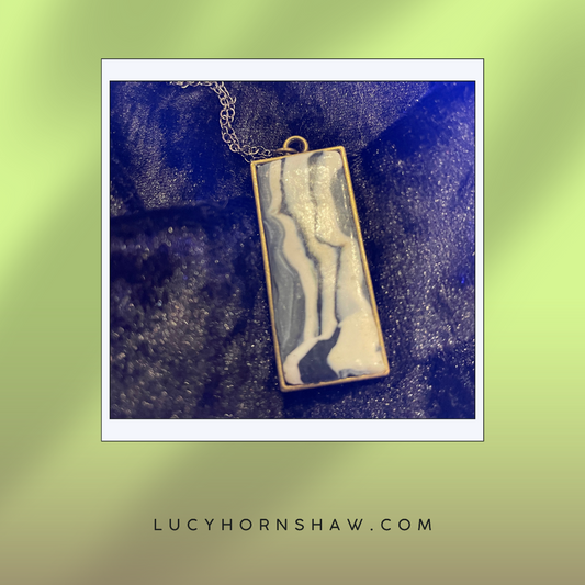 Grey & white Polymer clay necklace