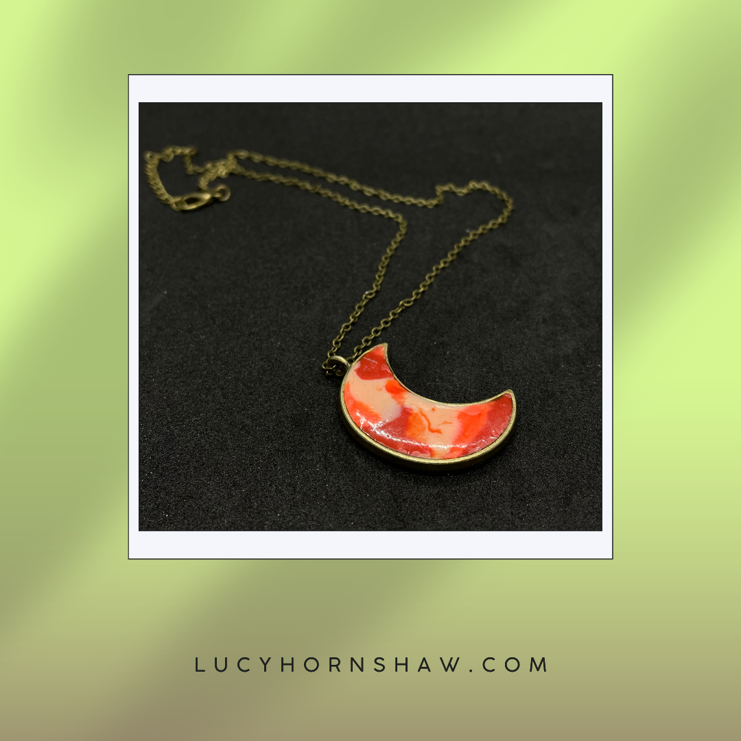 Orange Polymer clay necklace