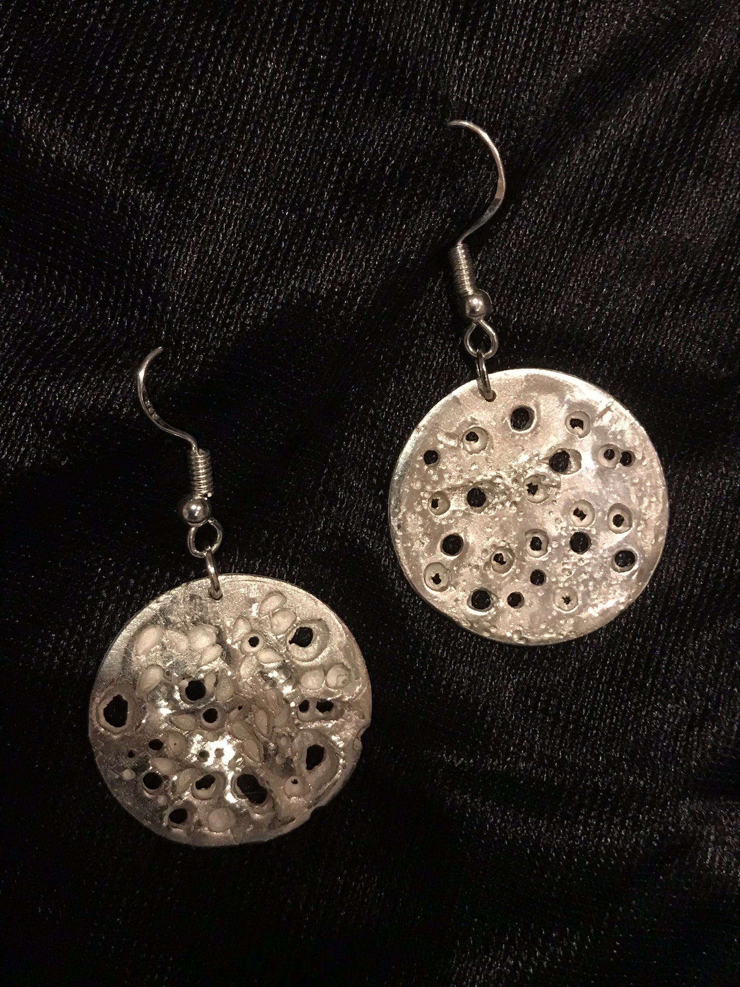 Large silver disc earrings