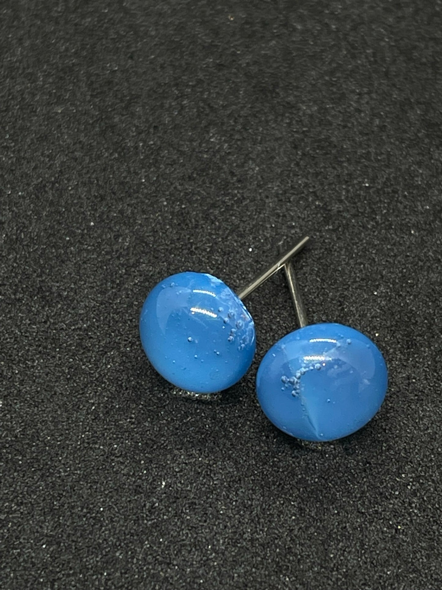 Fused glass stud earrings - Pale blue