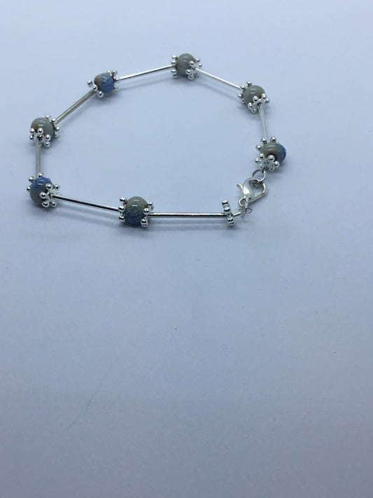 Wire & grey bead bracelet