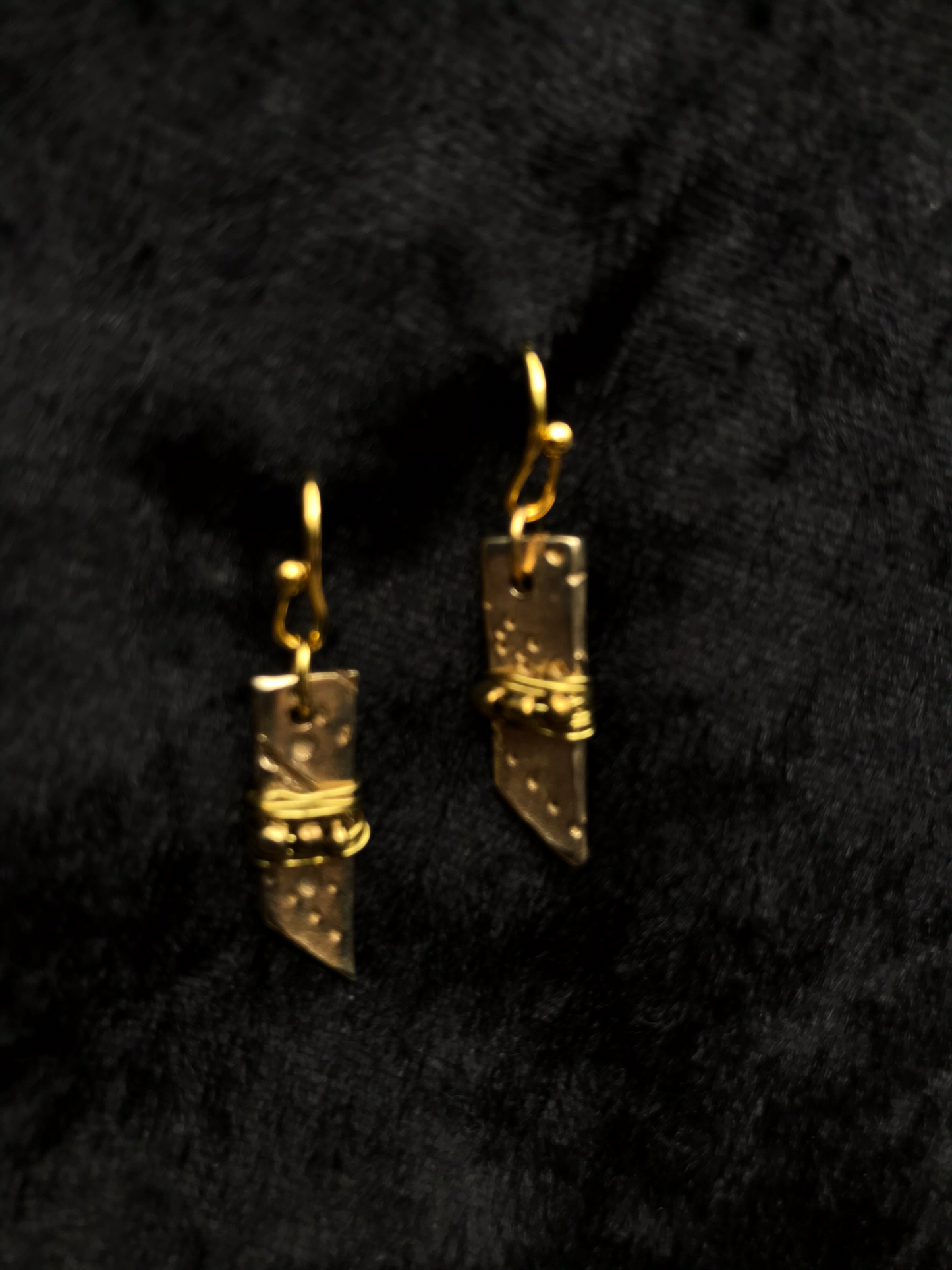 Bronze pentagon and bead earrings