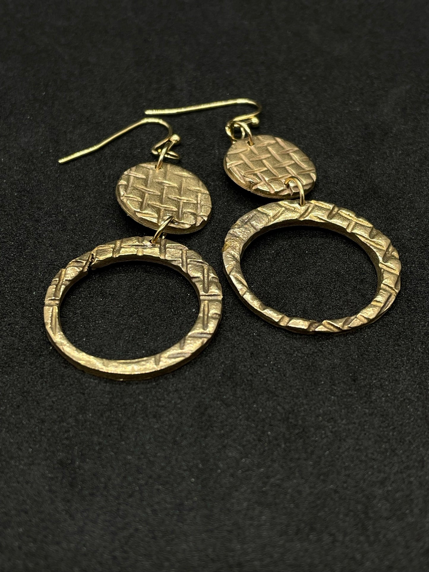 Bronze disc and ring earrings