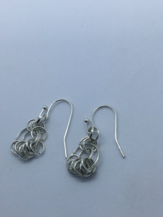 Wire with many silver rings earrings