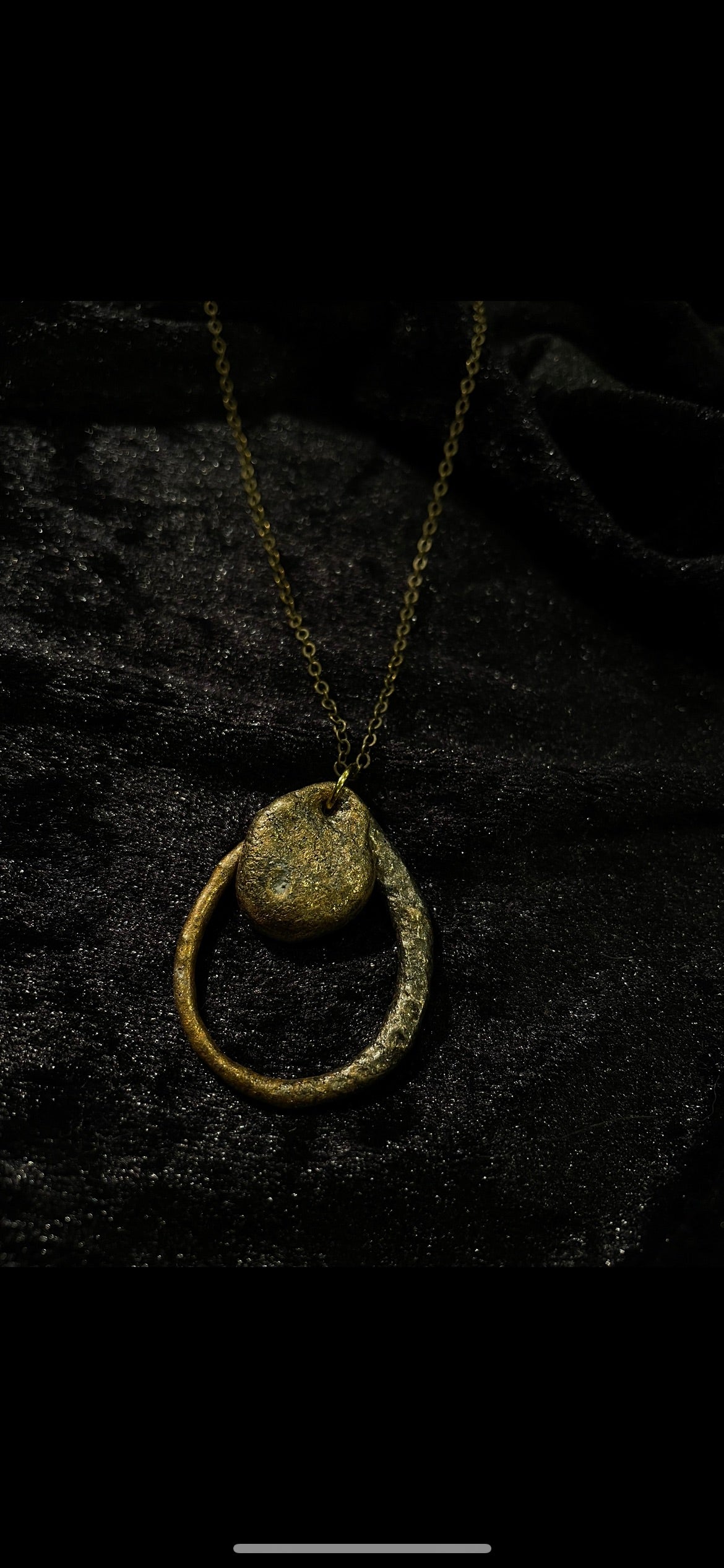Bronze disc and nugget necklace