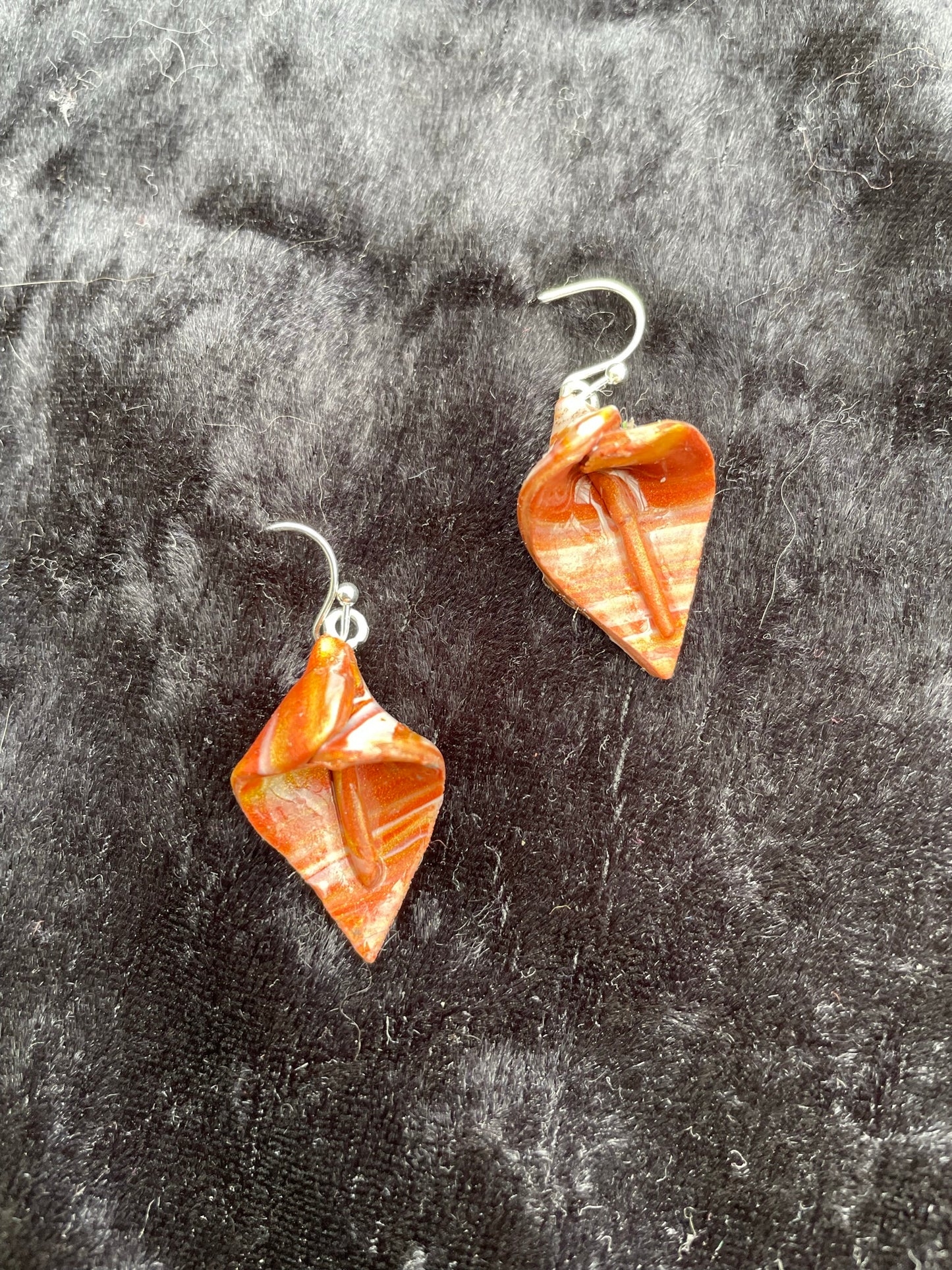 Orange lily Polymer clay earrings