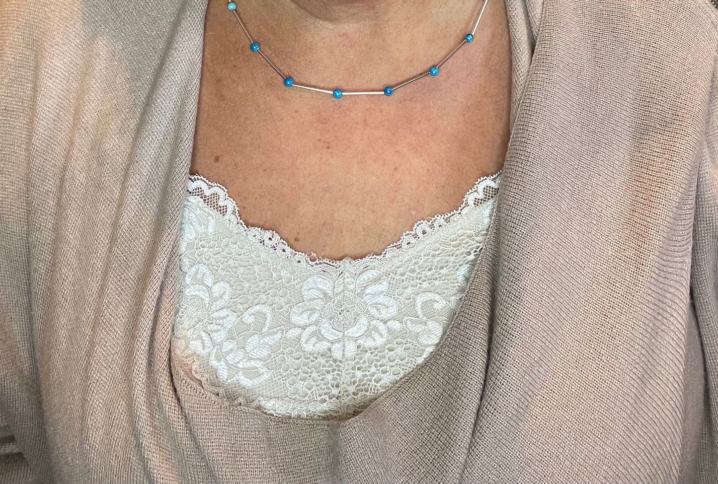 Wire & turquoise bead necklace
