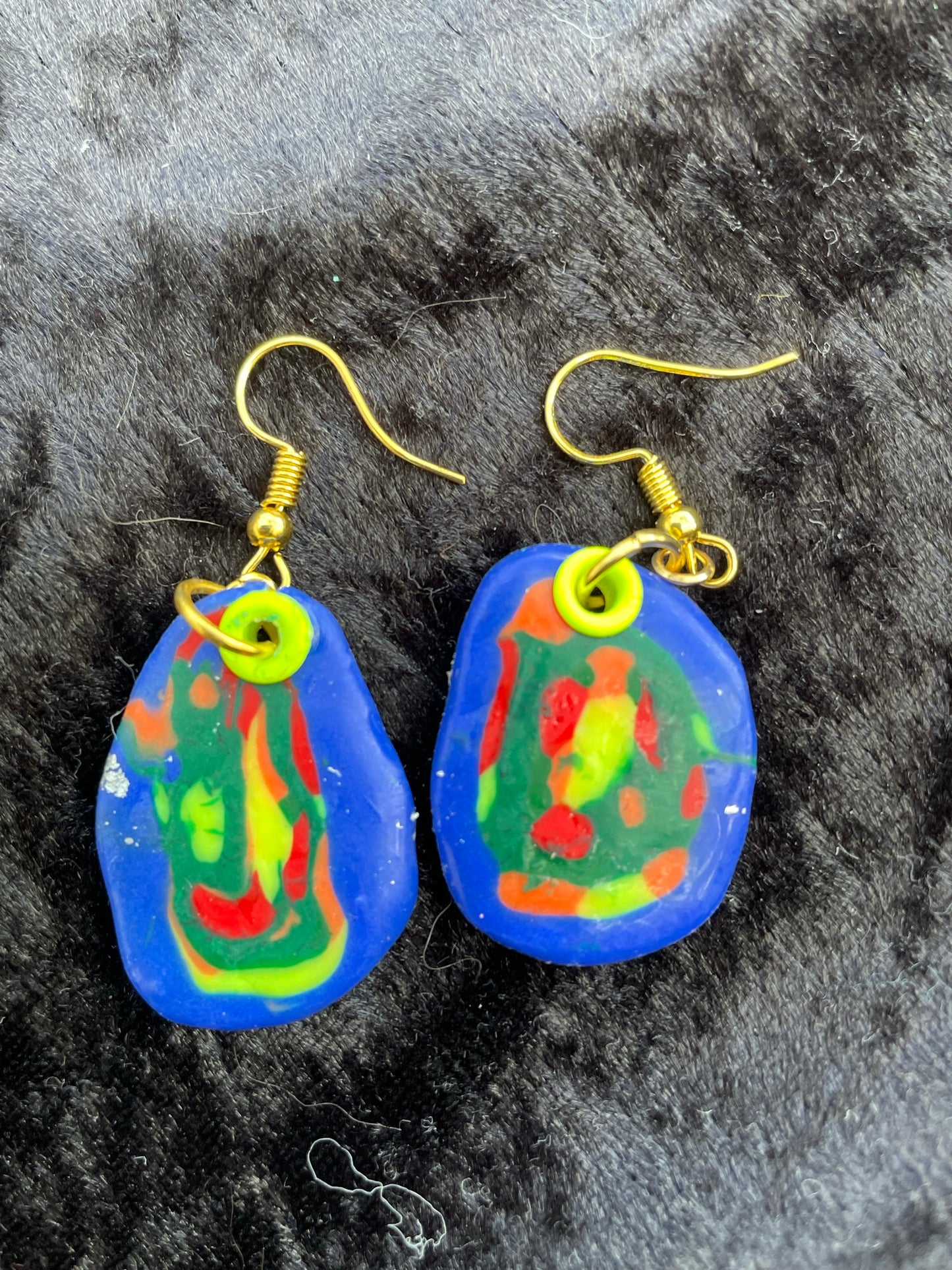 Blue, yellow, green & red Polymer clay earrings