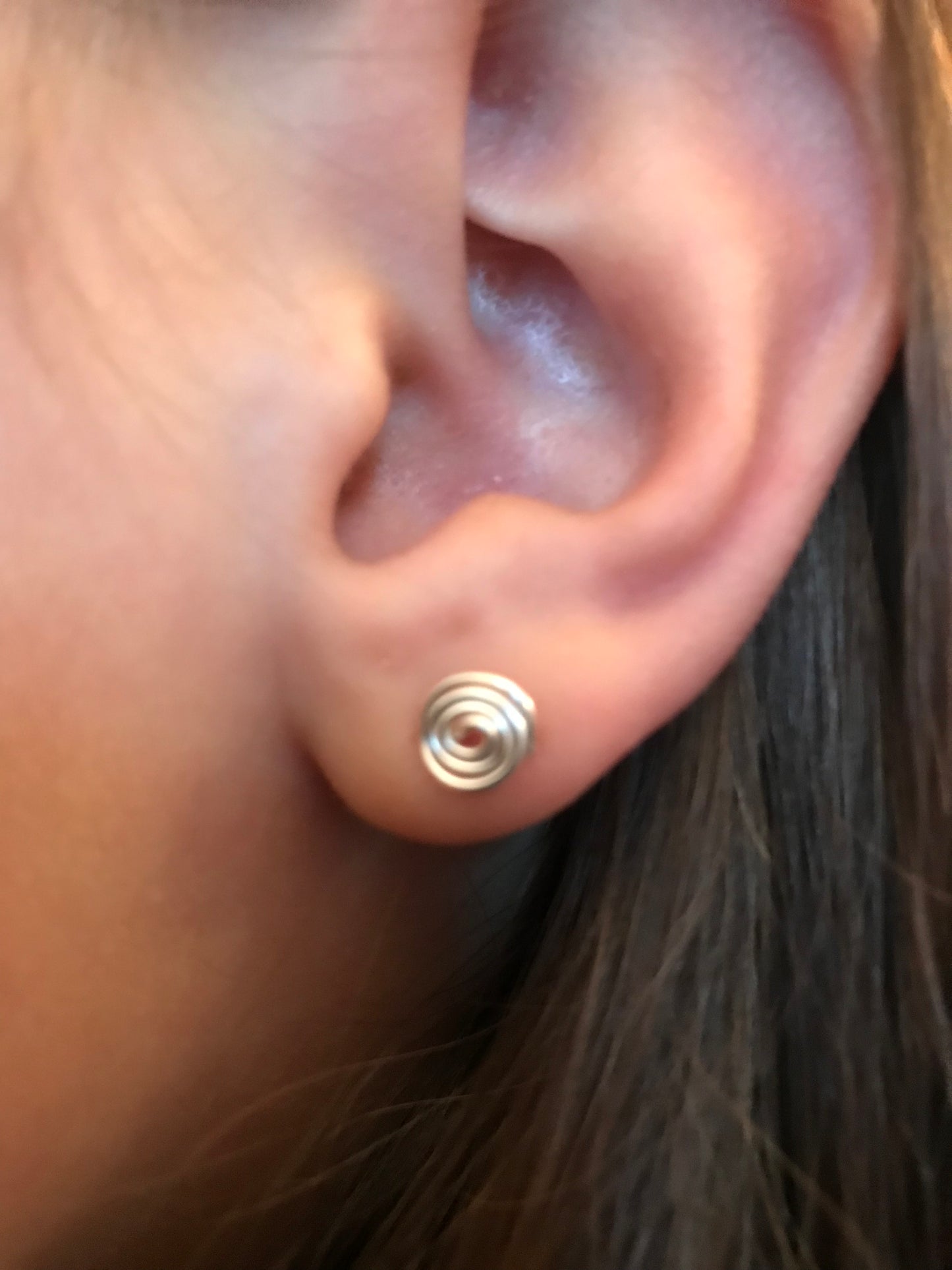 Silver wire coil stud earrings