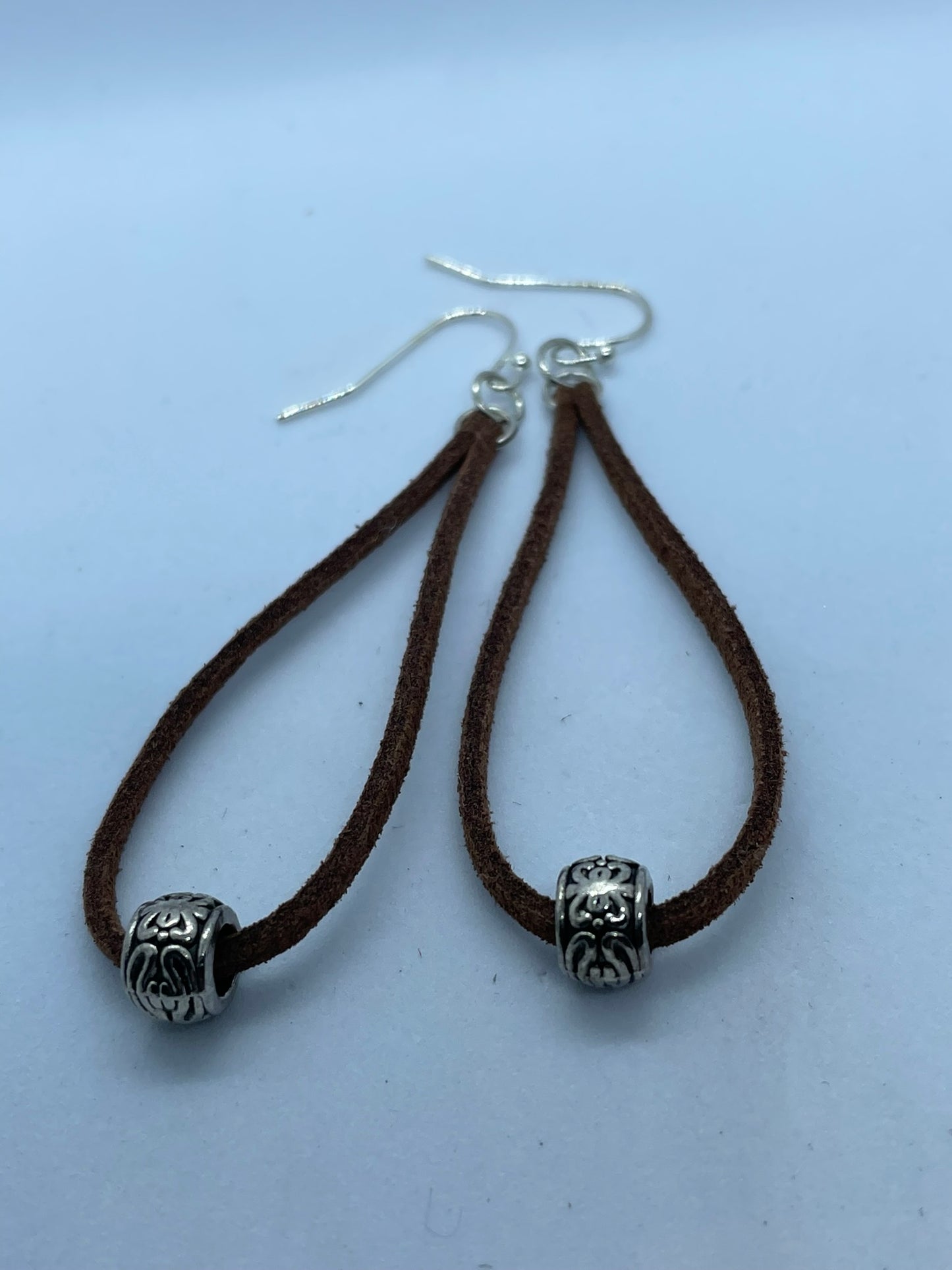 Brown leather cord earrings